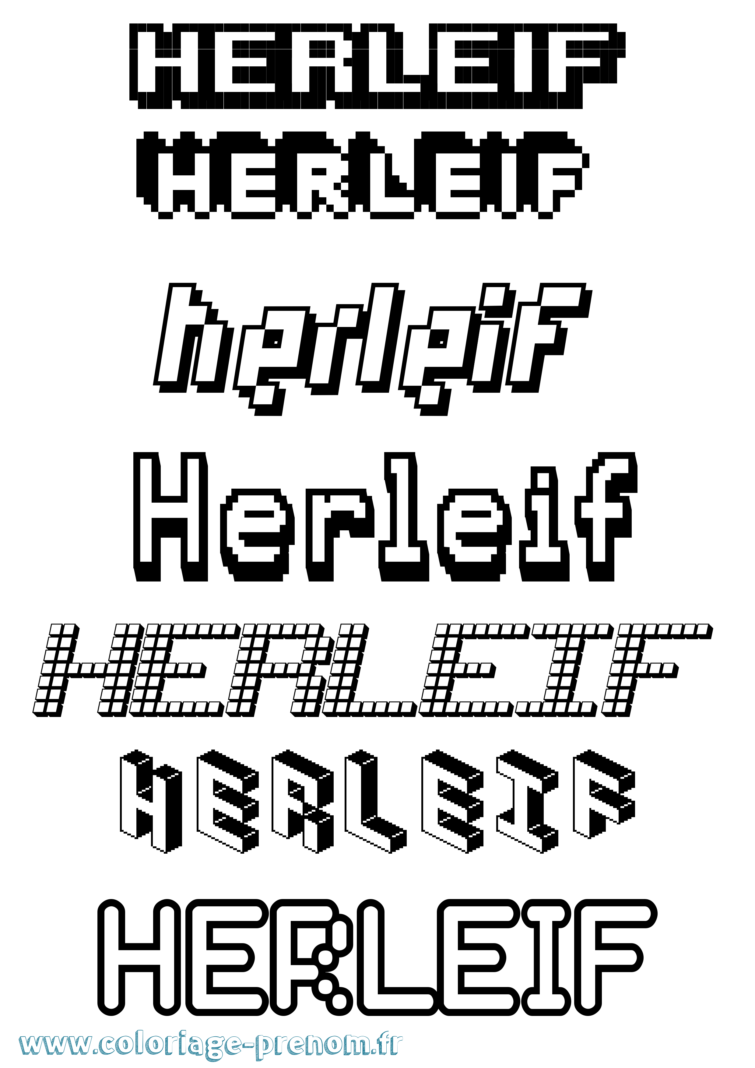 Coloriage prénom Herleif Pixel