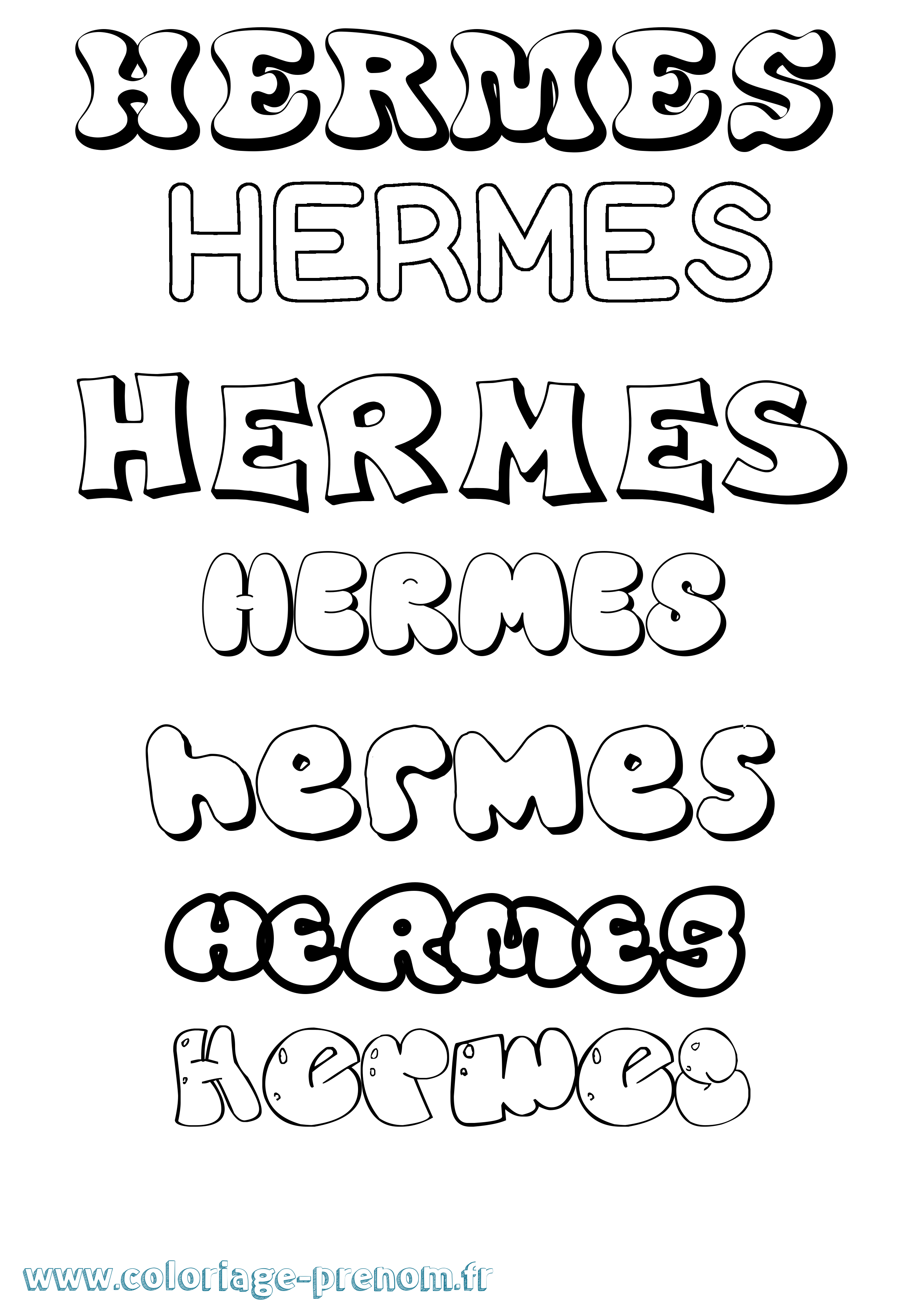 Coloriage prénom Hermes Bubble