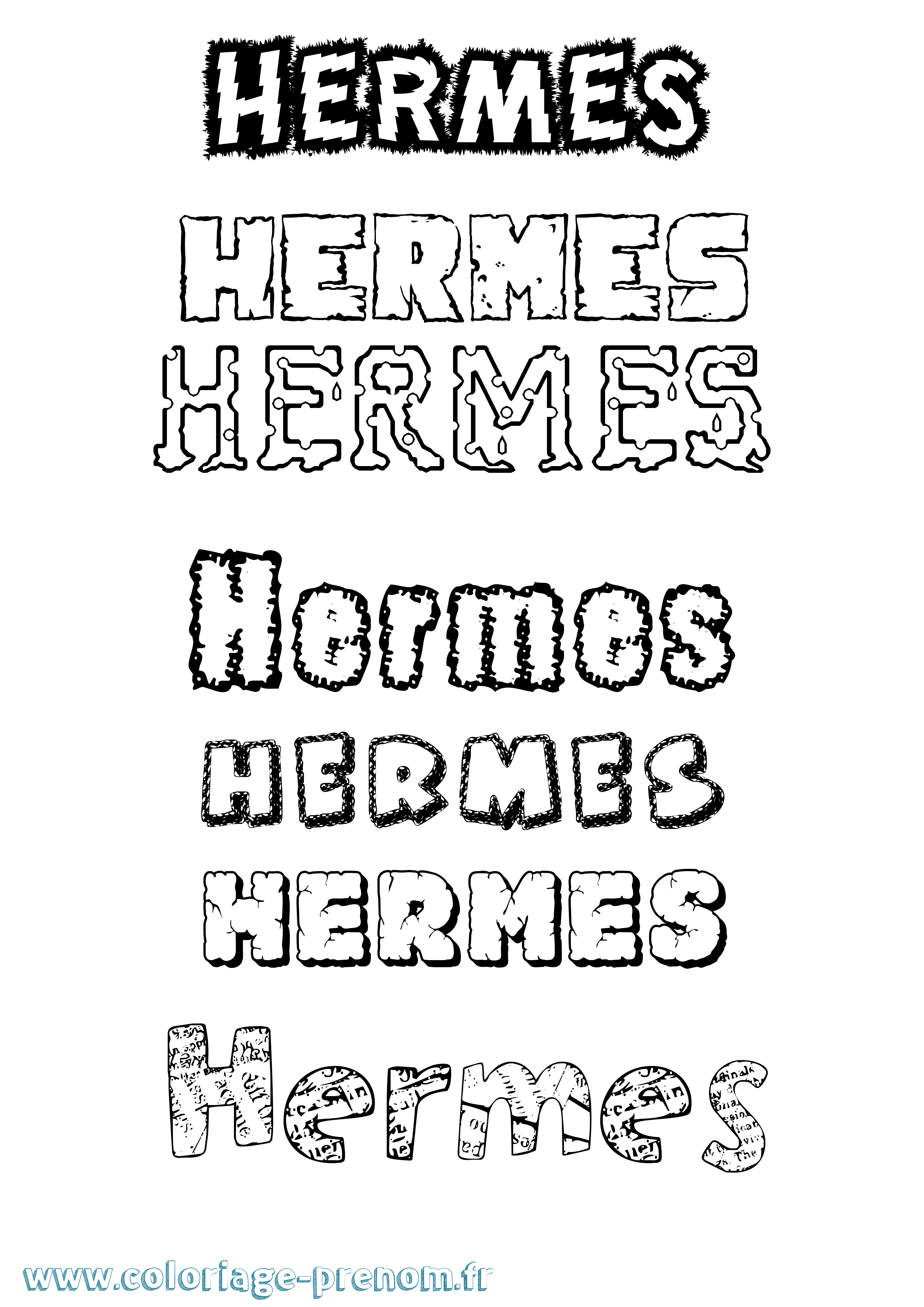 Coloriage prénom Hermes Destructuré