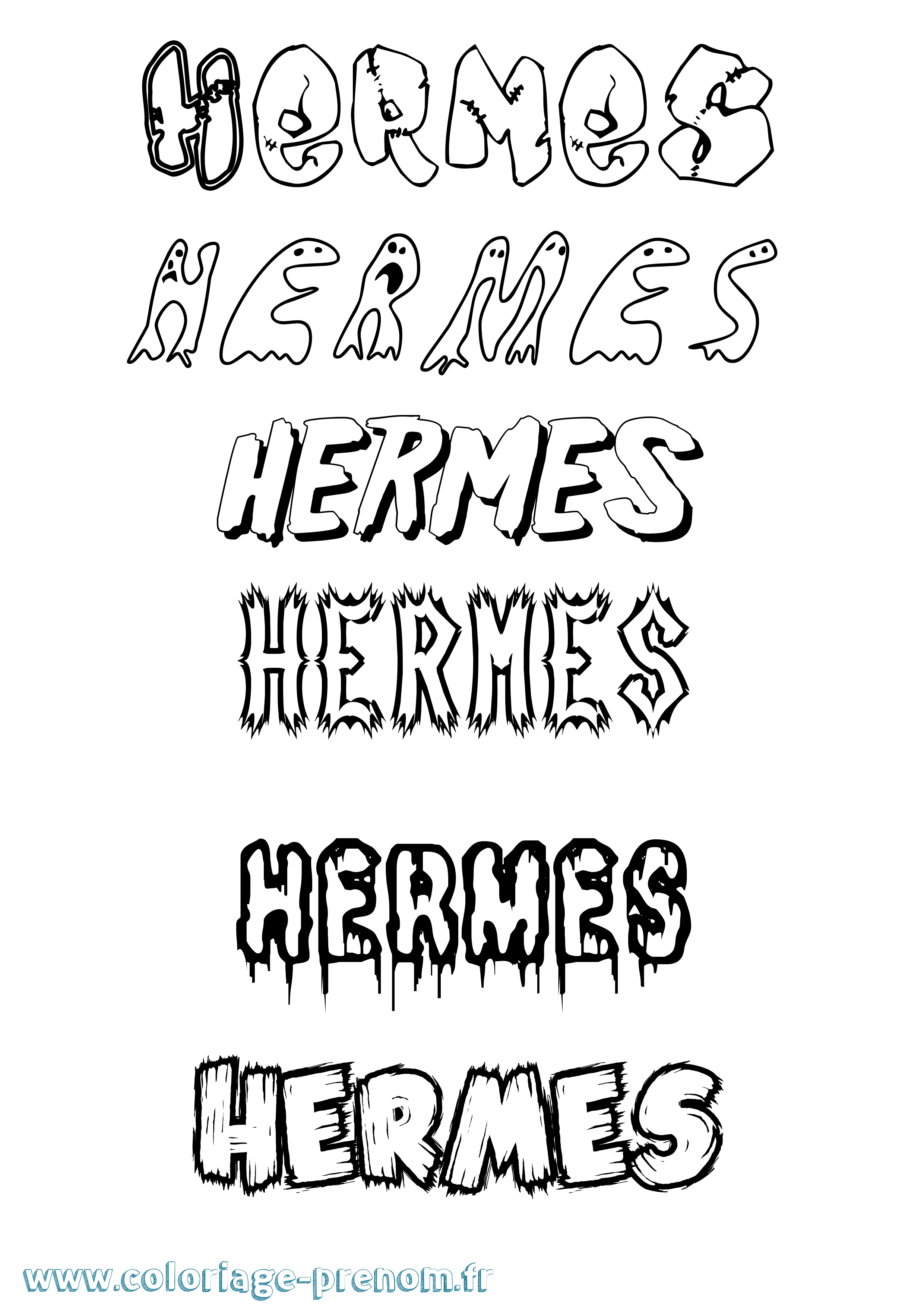 Coloriage prénom Hermes Frisson