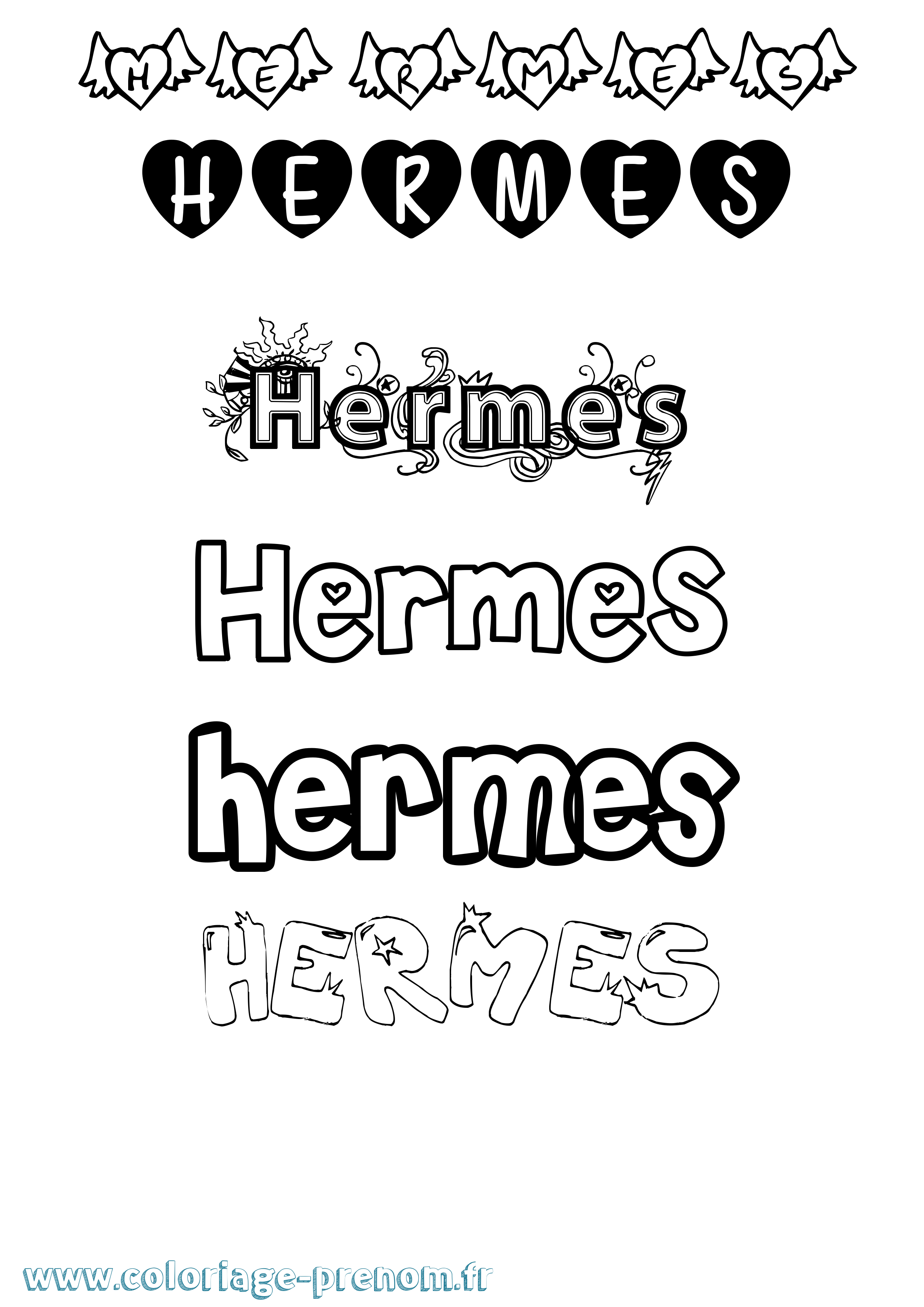 Coloriage prénom Hermes Girly