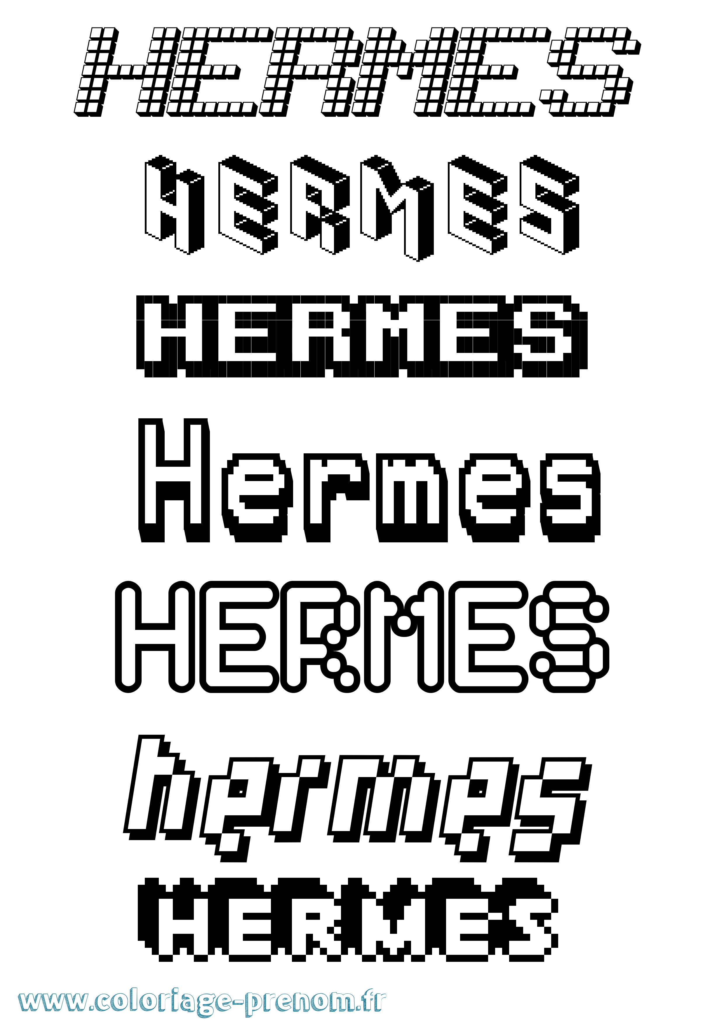 Coloriage prénom Hermes Pixel