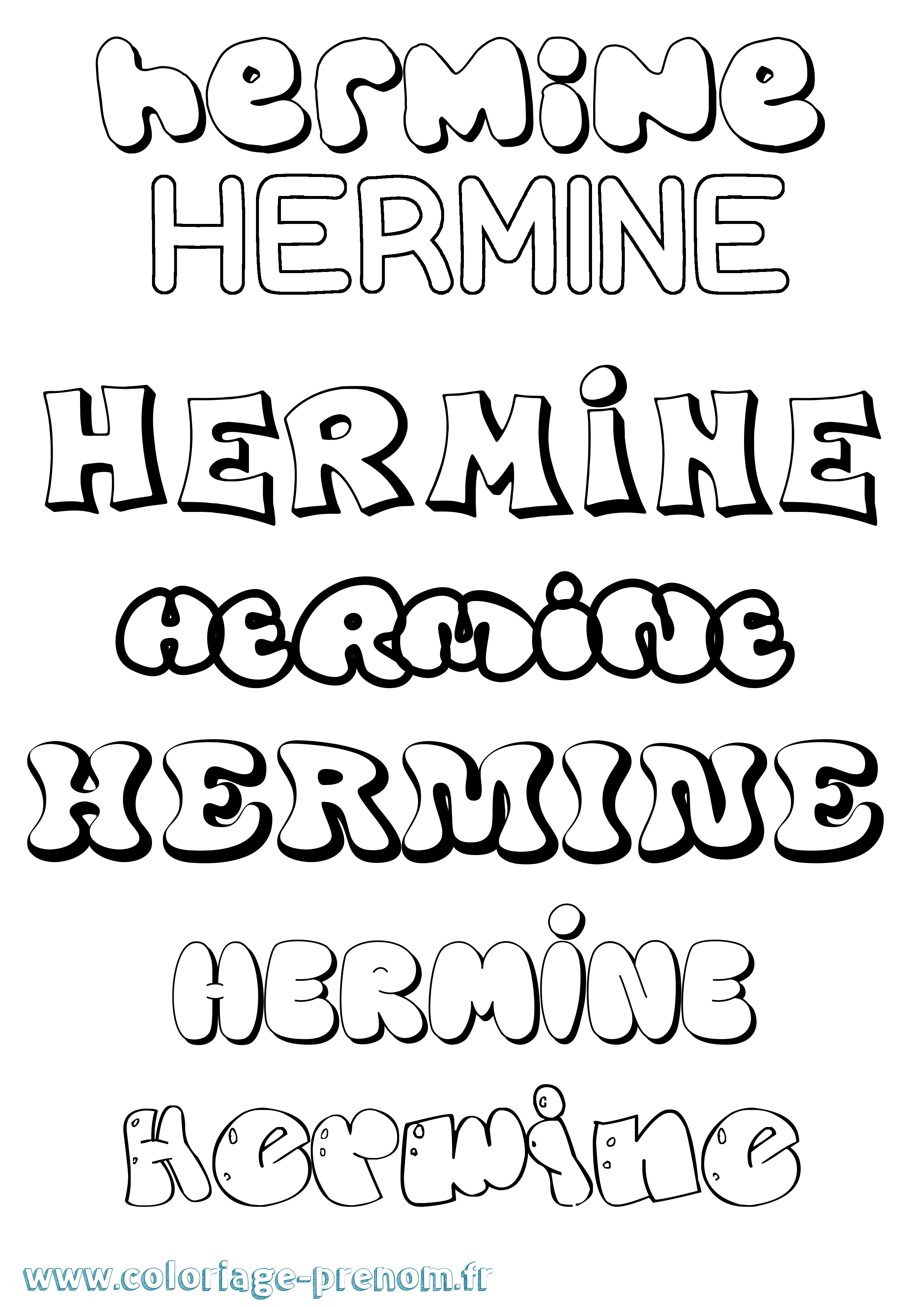 Coloriage prénom Hermine Bubble