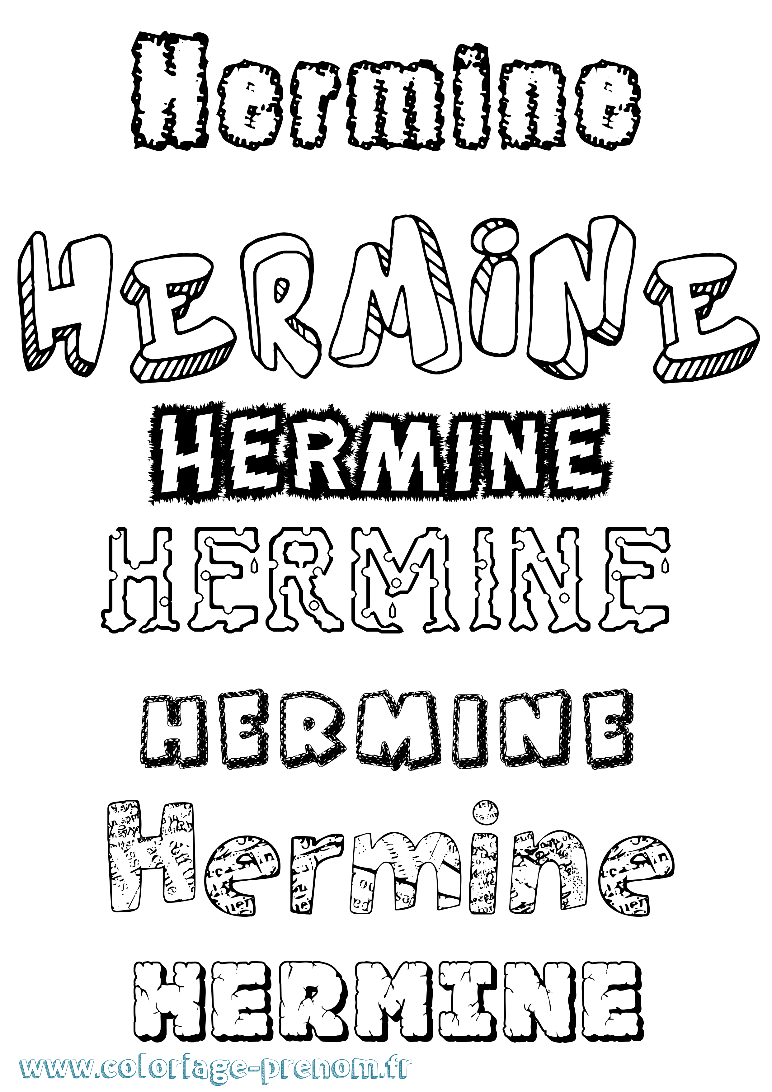 Coloriage prénom Hermine Destructuré