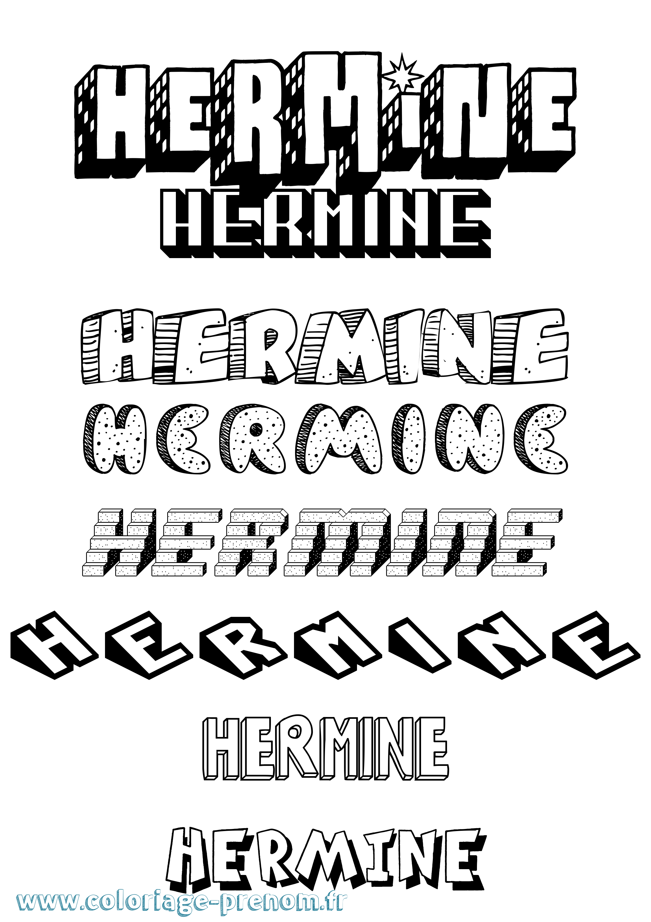 Coloriage prénom Hermine Effet 3D