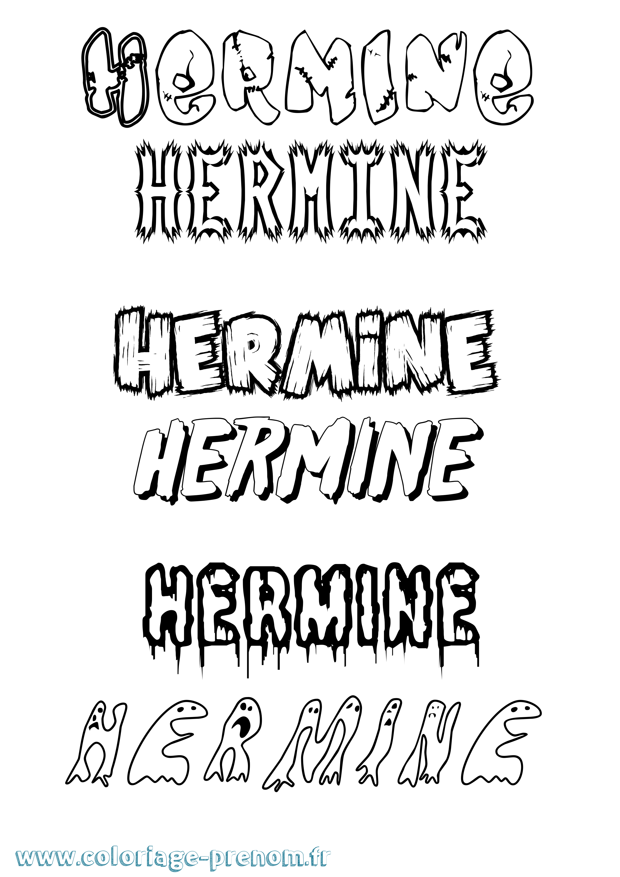 Coloriage prénom Hermine Frisson