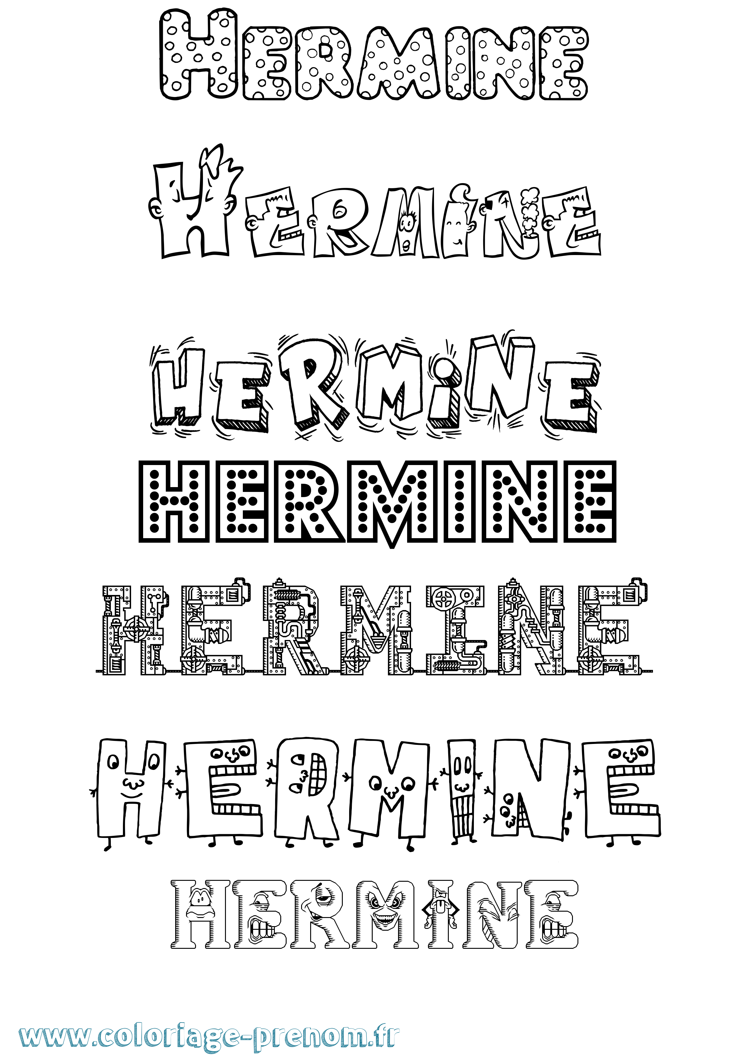 Coloriage prénom Hermine Fun