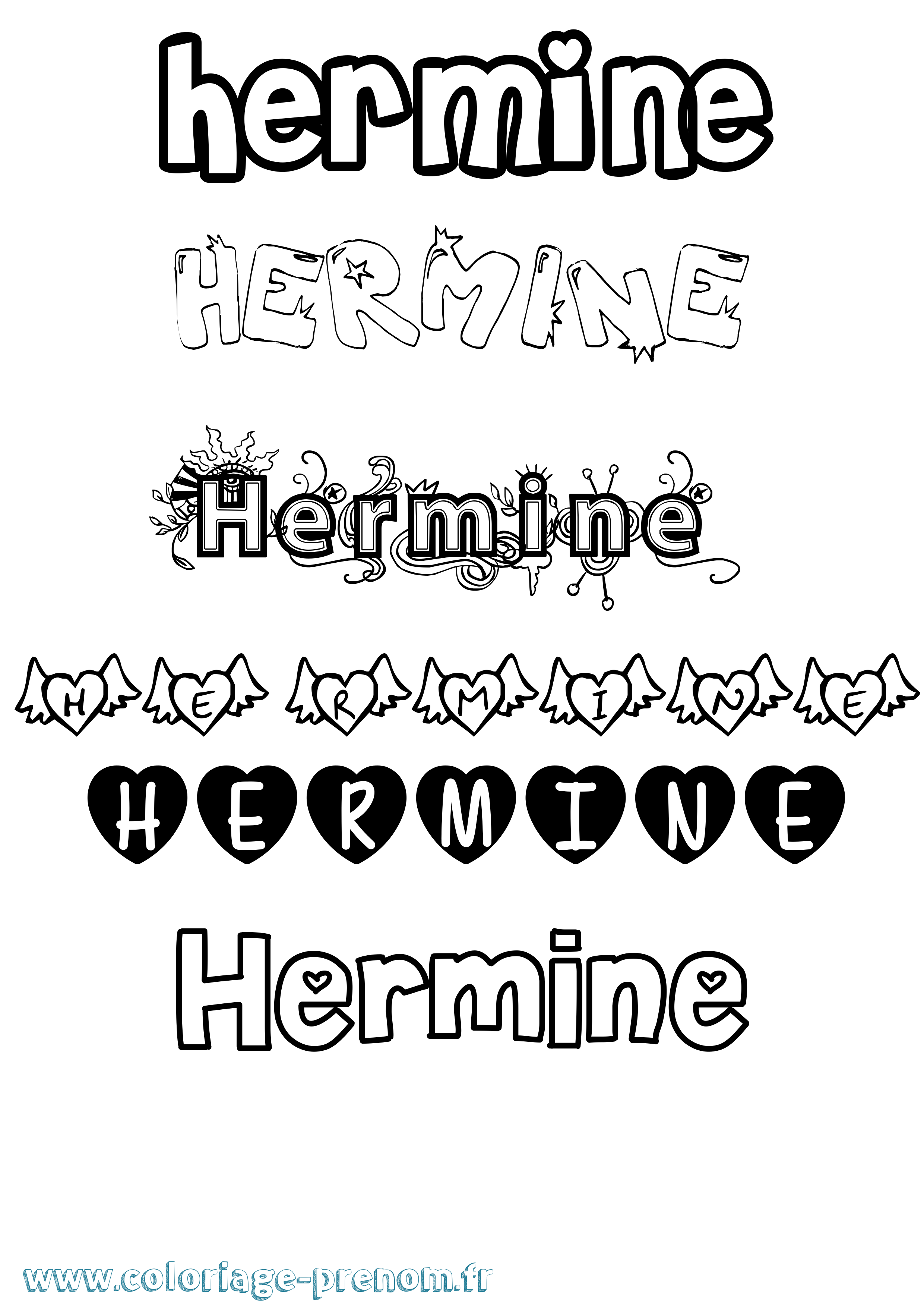 Coloriage prénom Hermine Girly