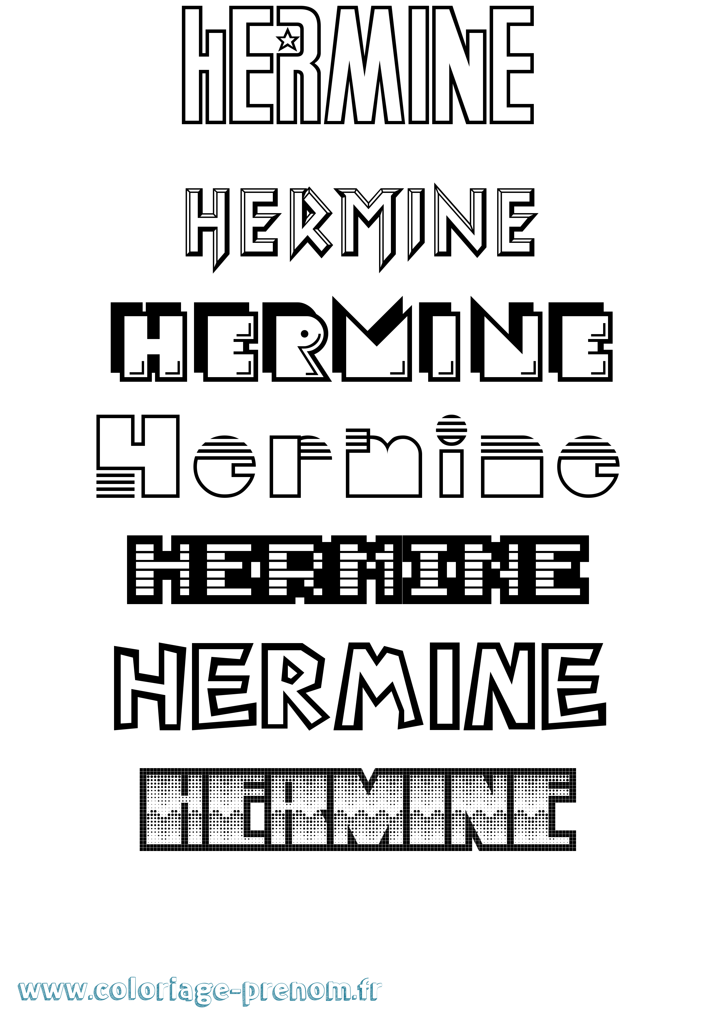 Coloriage prénom Hermine Jeux Vidéos