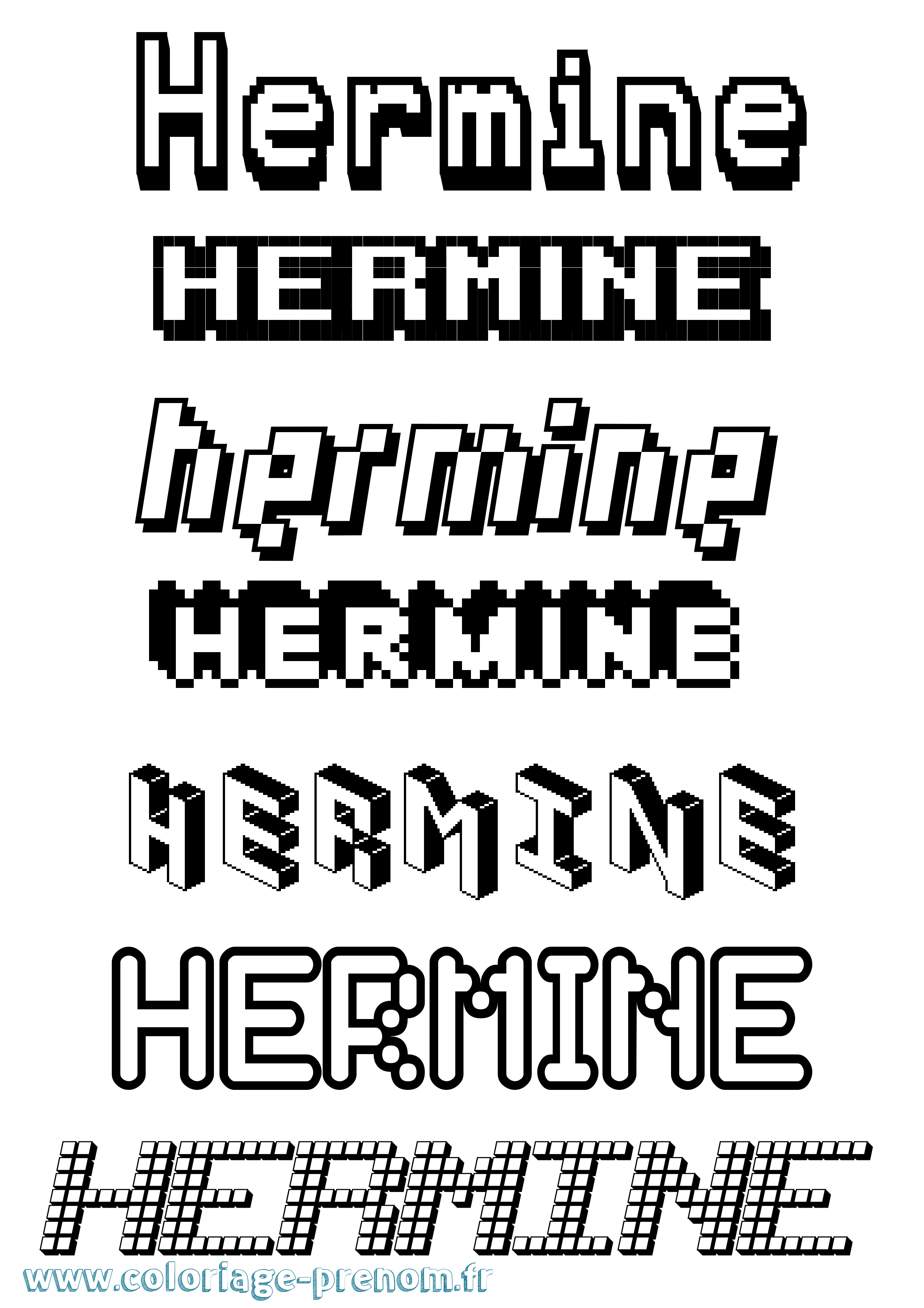 Coloriage prénom Hermine Pixel