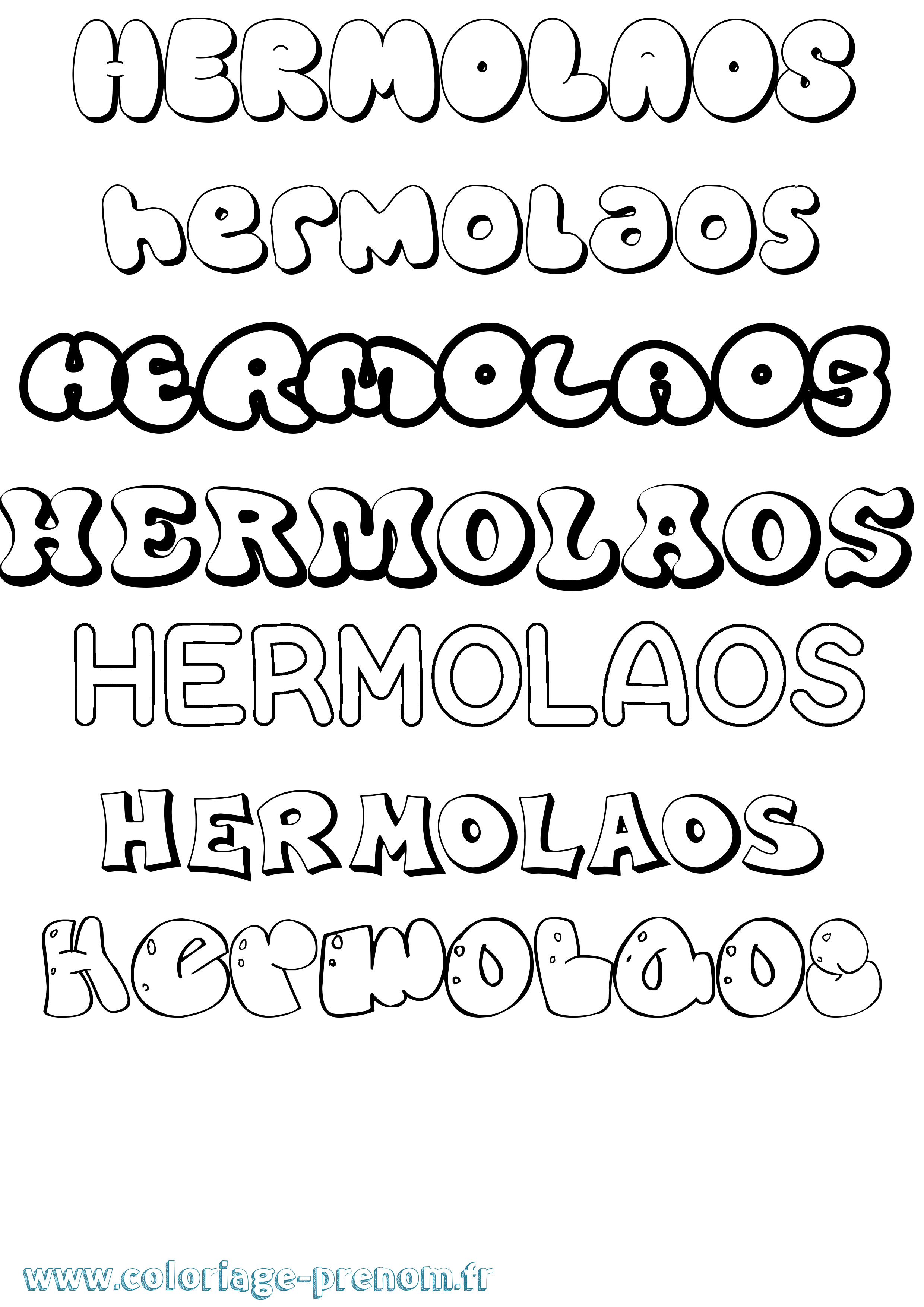 Coloriage prénom Hermolaos Bubble
