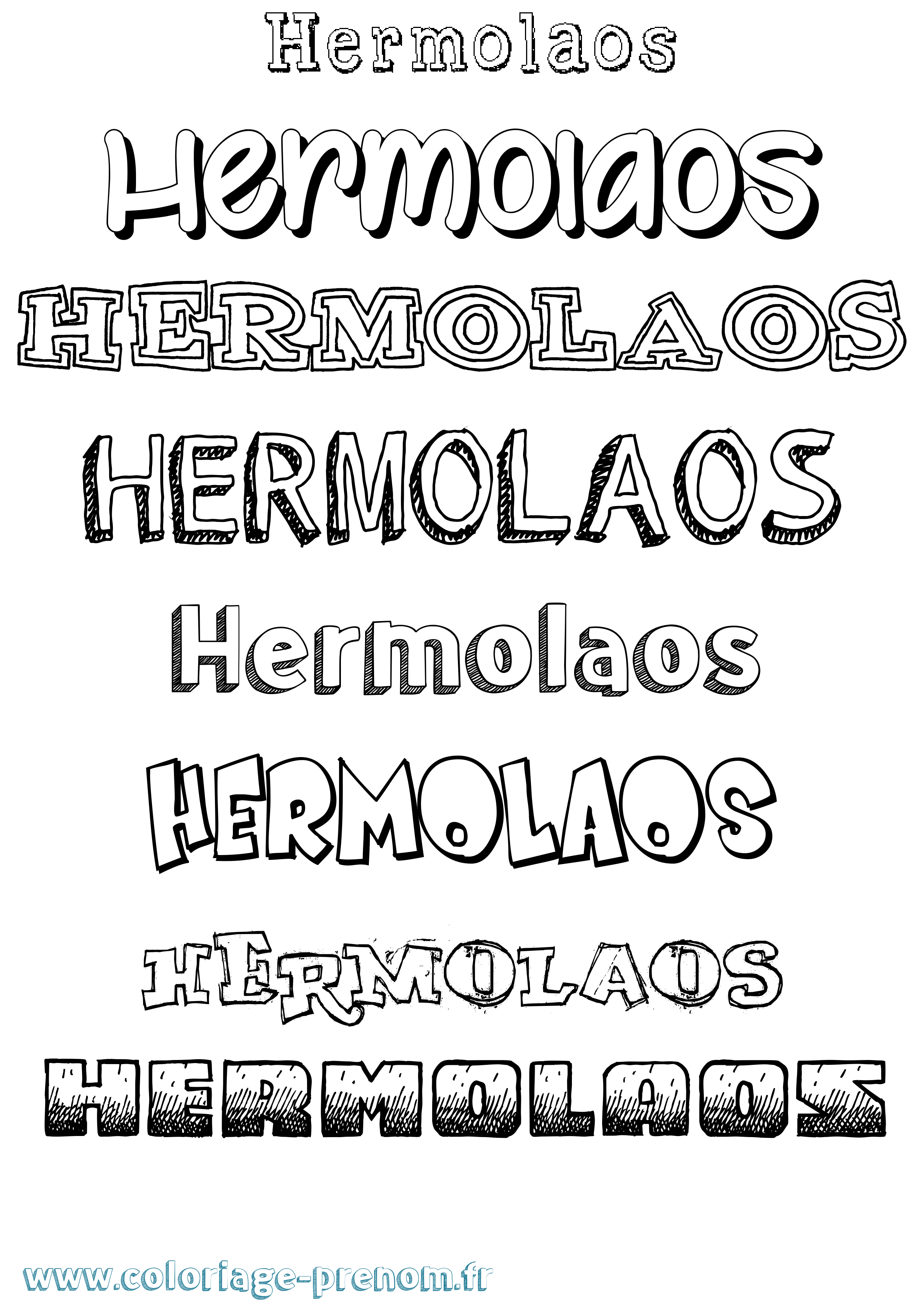 Coloriage prénom Hermolaos Dessiné