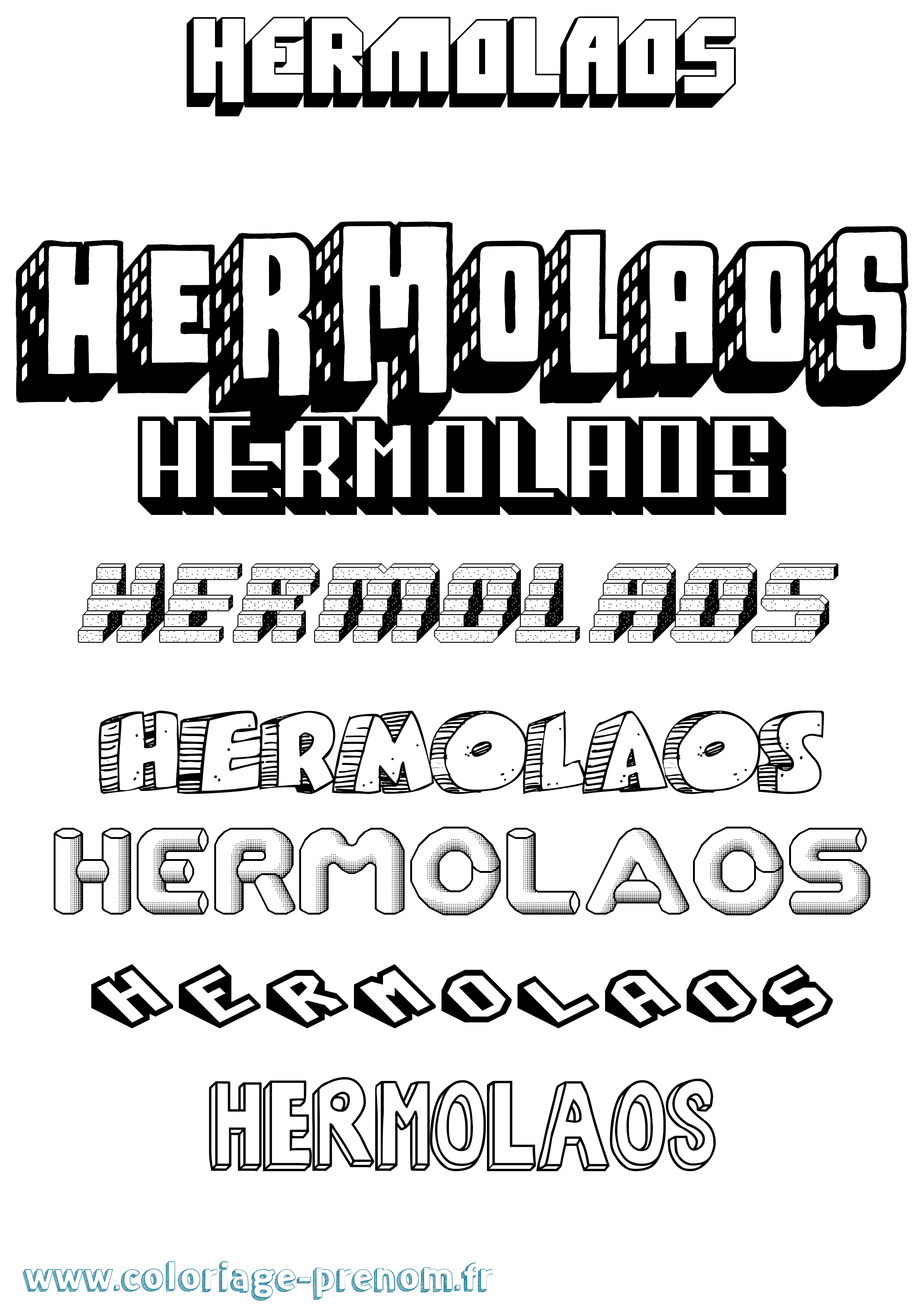 Coloriage prénom Hermolaos Effet 3D