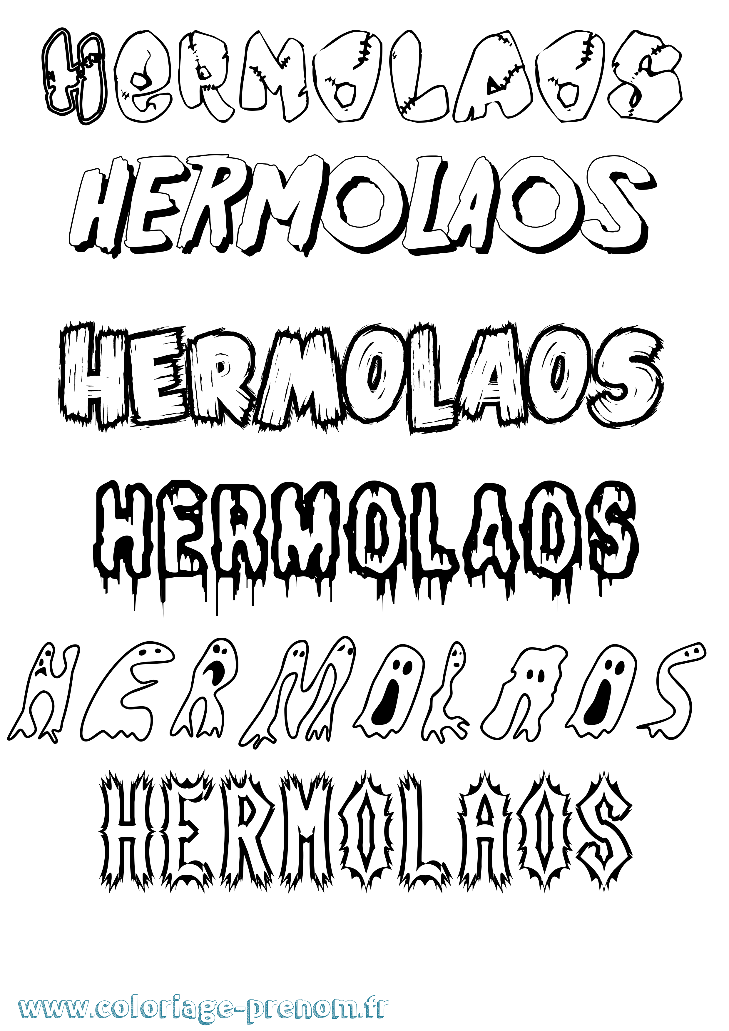 Coloriage prénom Hermolaos Frisson