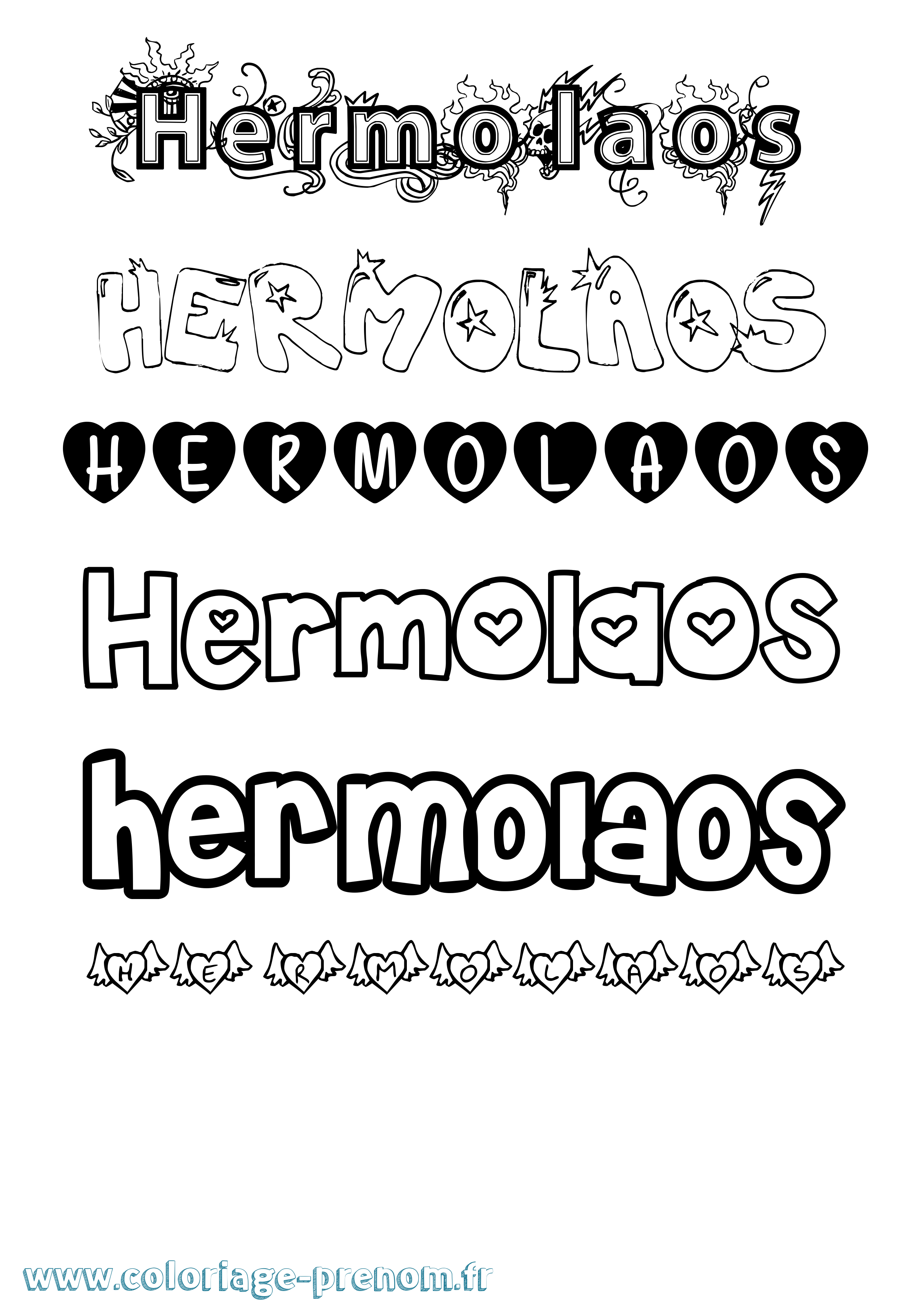 Coloriage prénom Hermolaos Girly