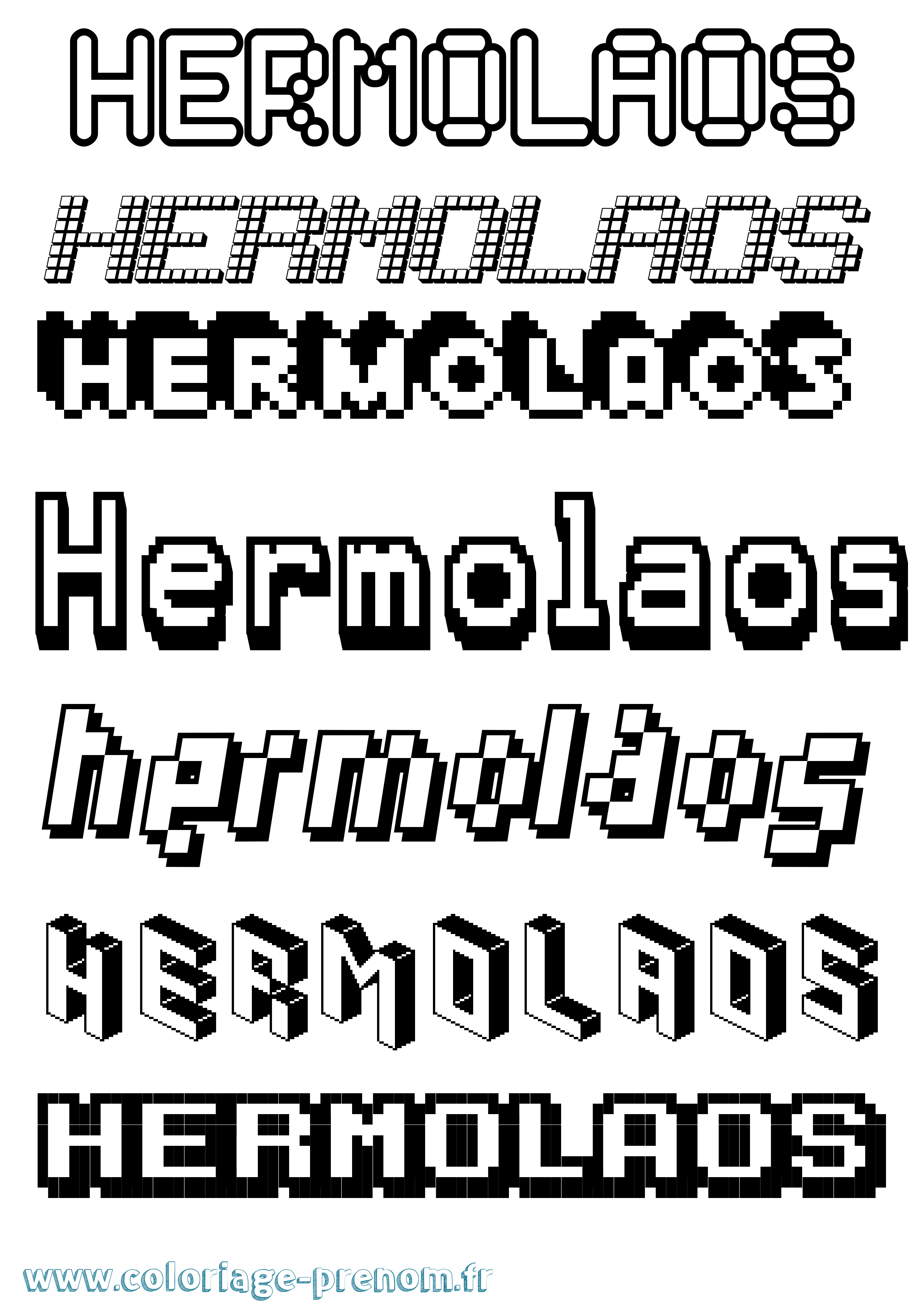 Coloriage prénom Hermolaos Pixel