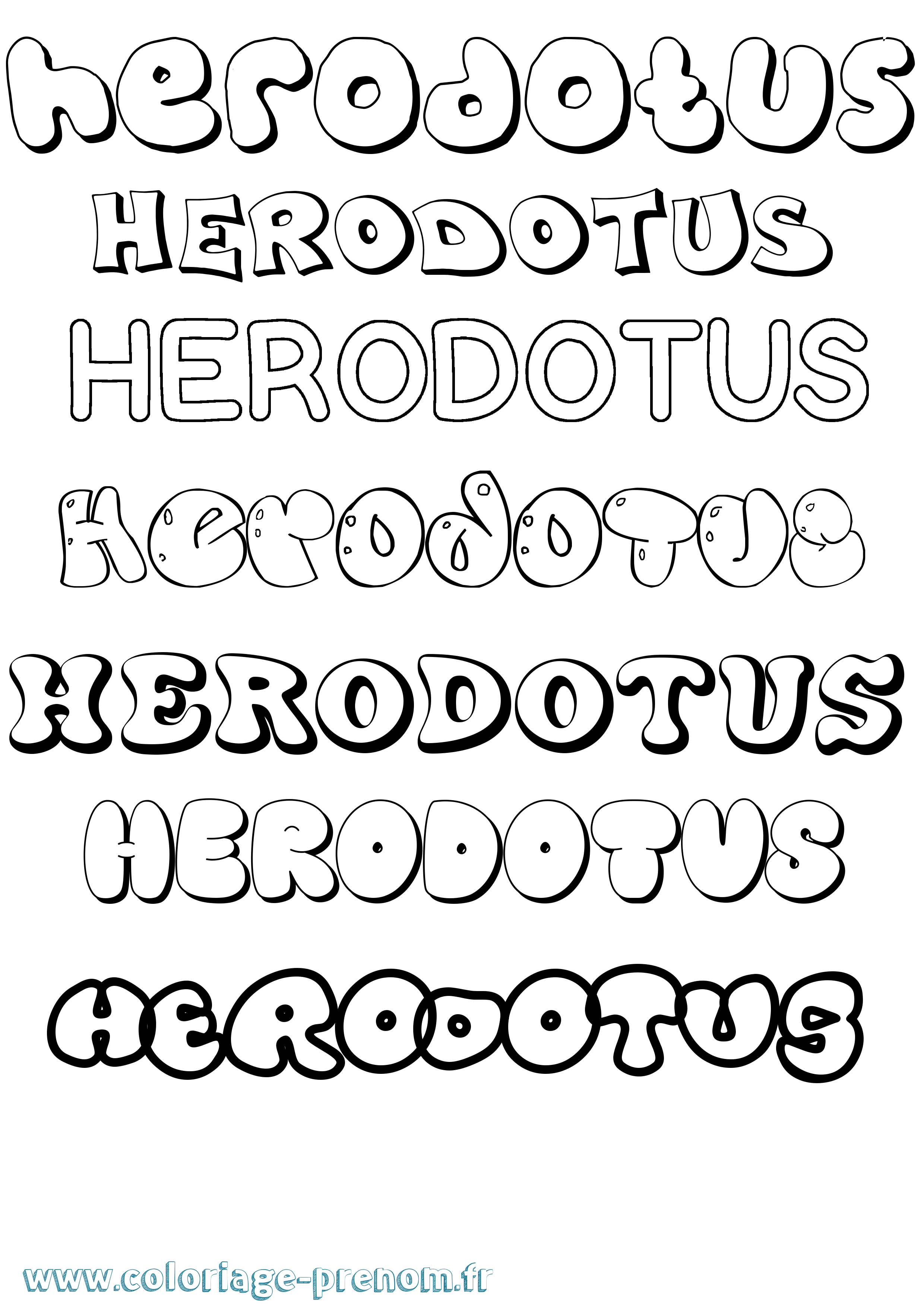 Coloriage Herodotus Bubble Coloriage prénom Herodotus Bubble