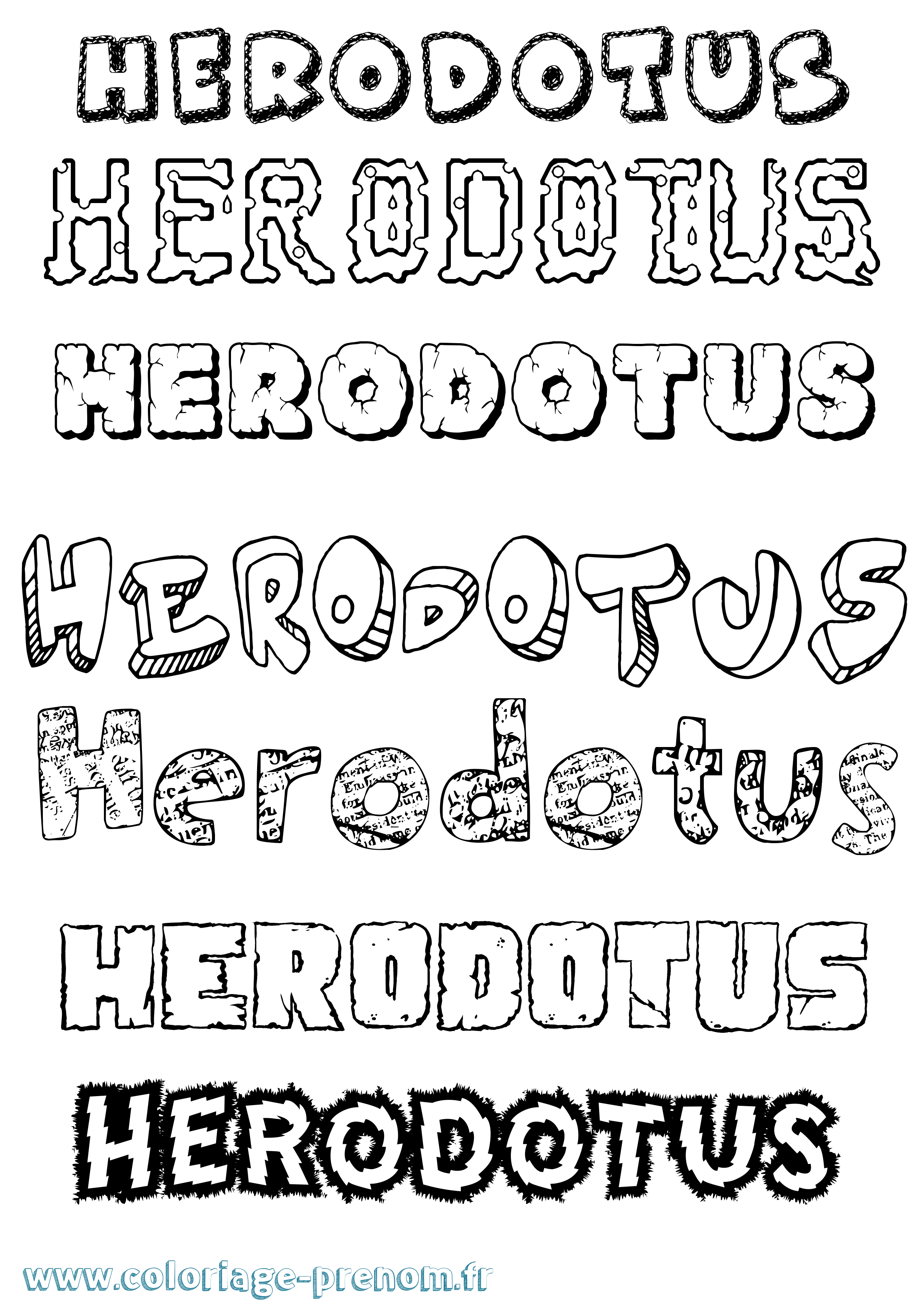 Coloriage Herodotus Destructuré Coloriage prénom Herodotus Destructuré