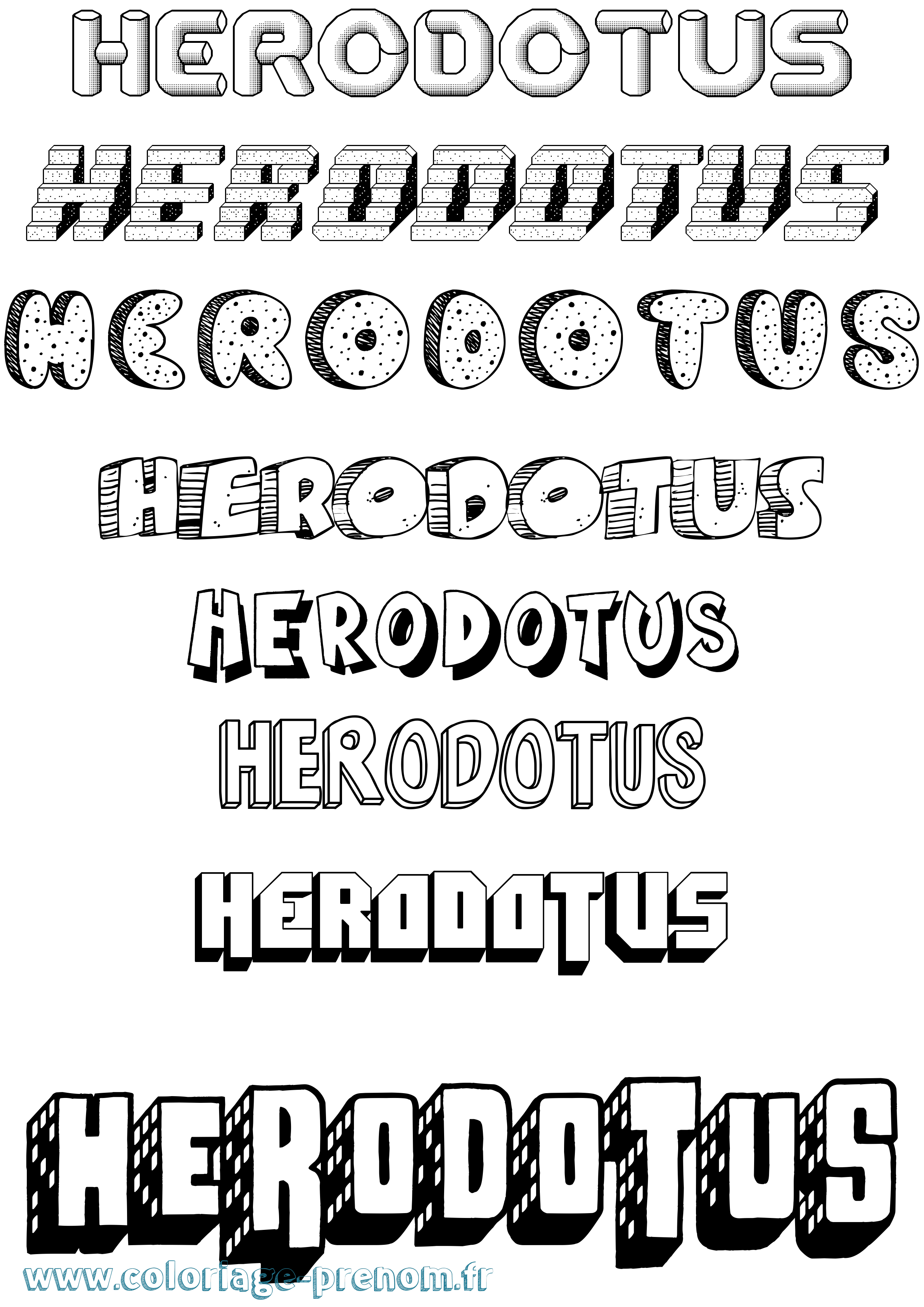 Coloriage Herodotus Effet 3D Coloriage prénom Herodotus Effet 3D