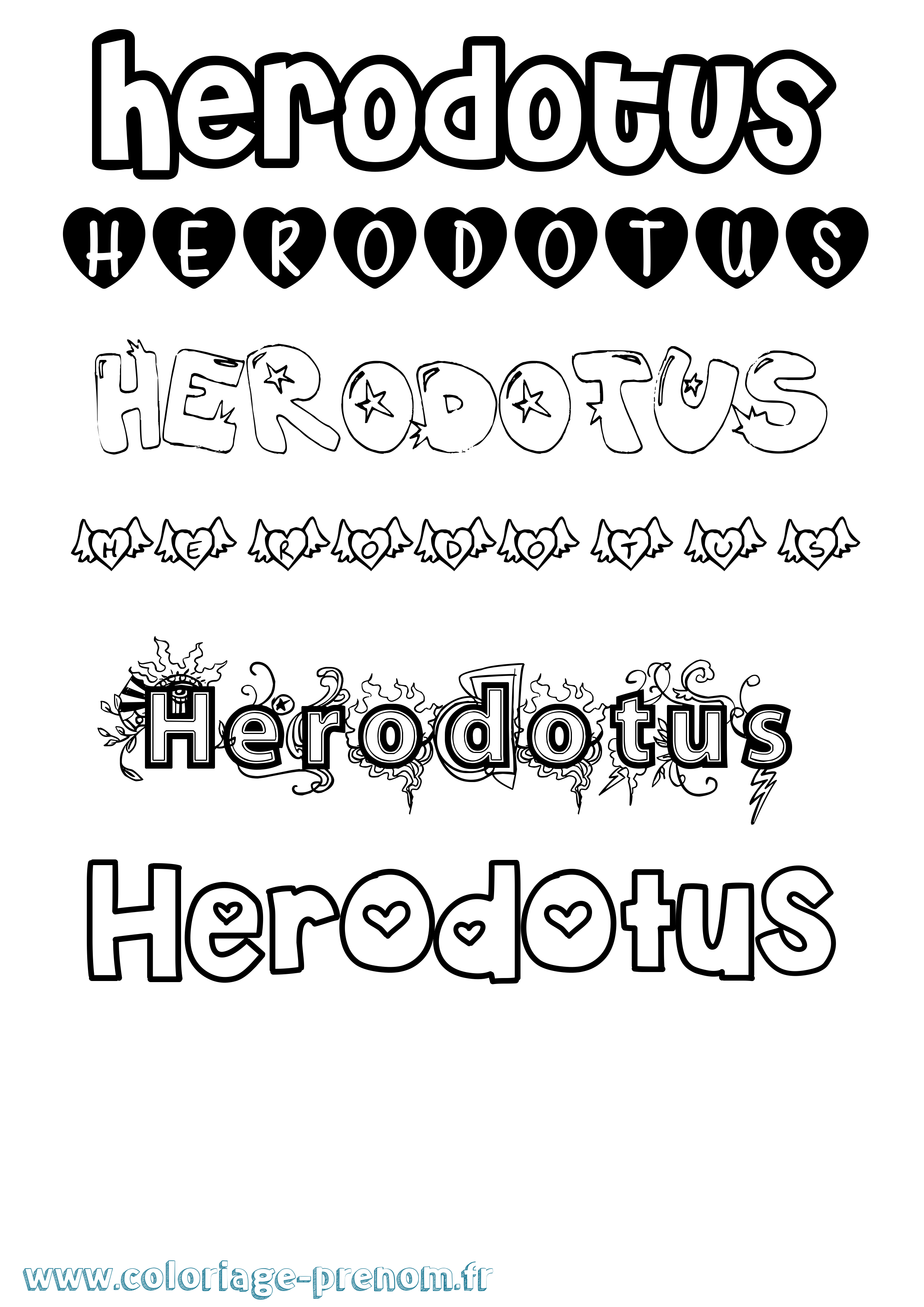 Coloriage Herodotus Girly Coloriage prénom Herodotus Girly