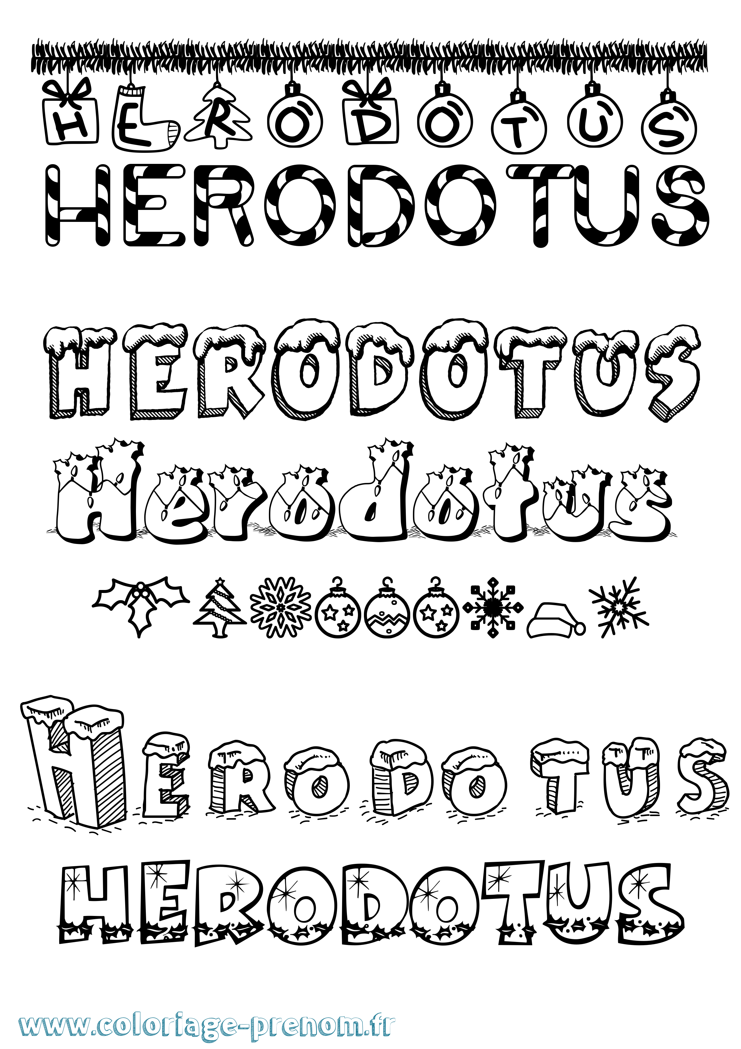 Coloriage Herodotus Noël Coloriage prénom Herodotus Noël