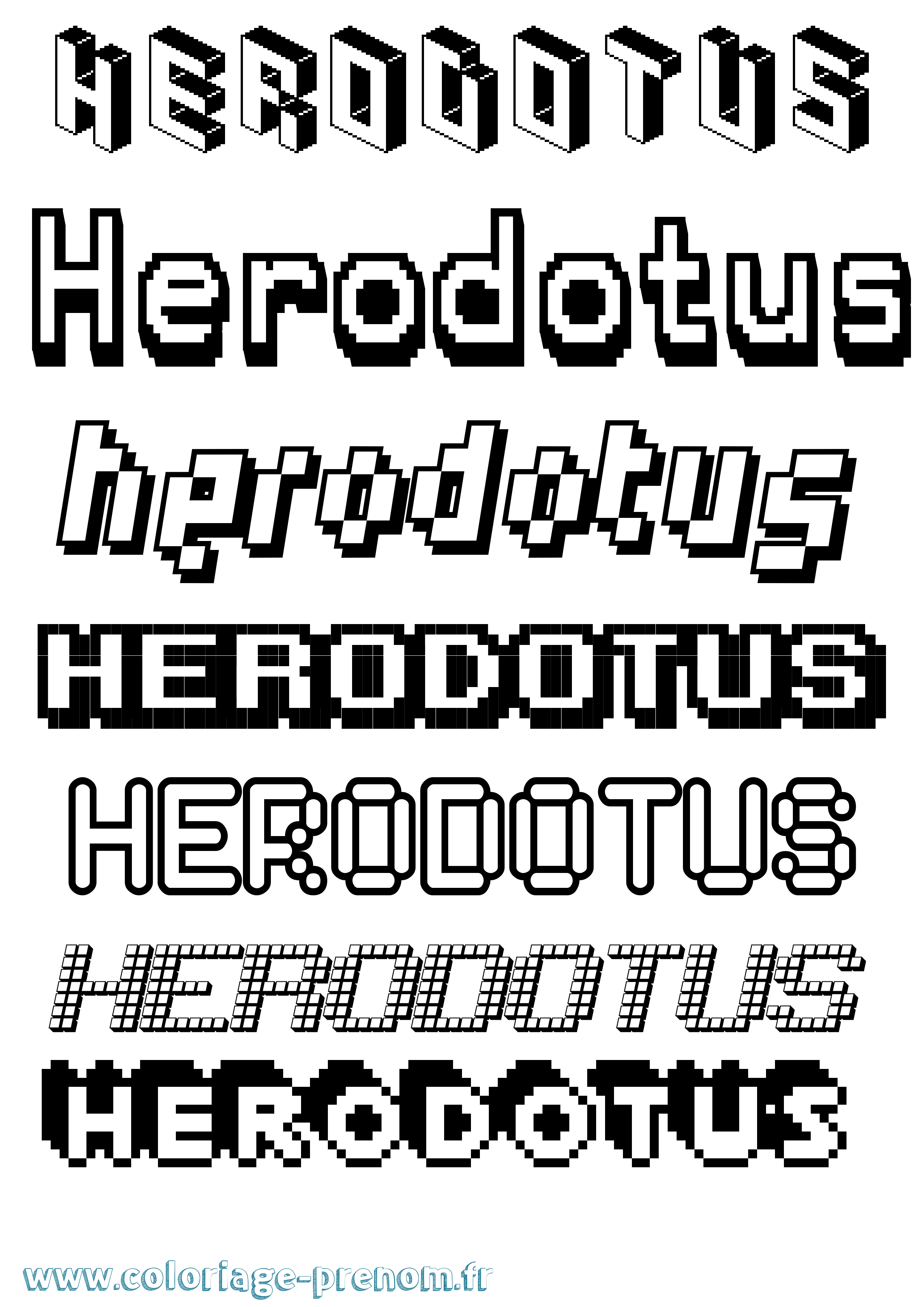 Coloriage Herodotus Pixel Coloriage prénom Herodotus Pixel