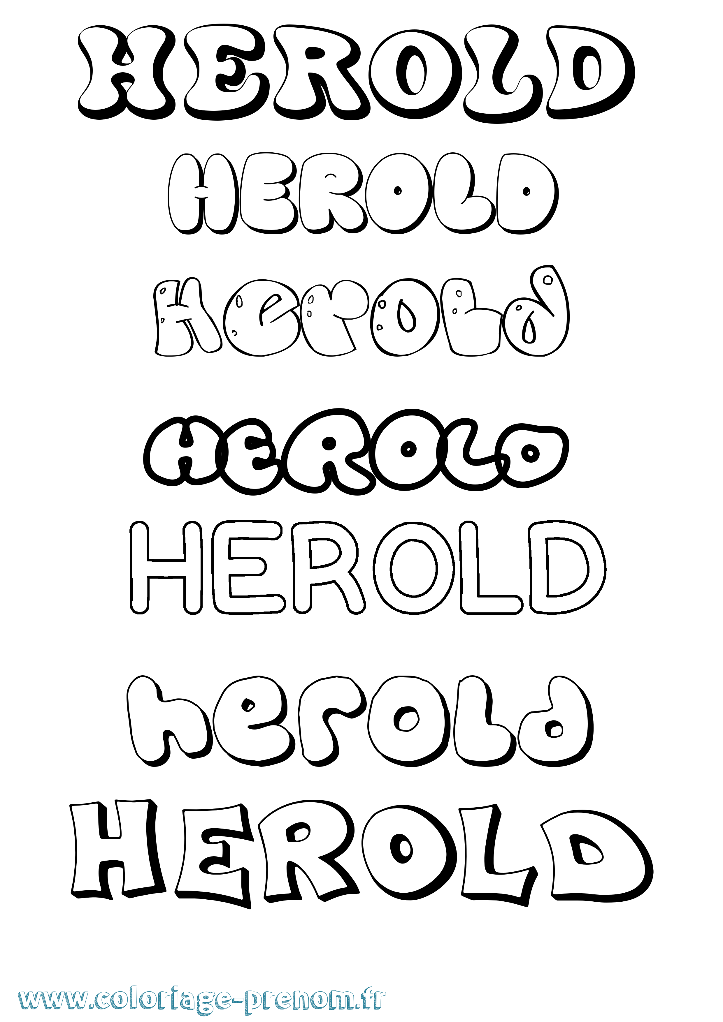 Coloriage prénom Herold Bubble