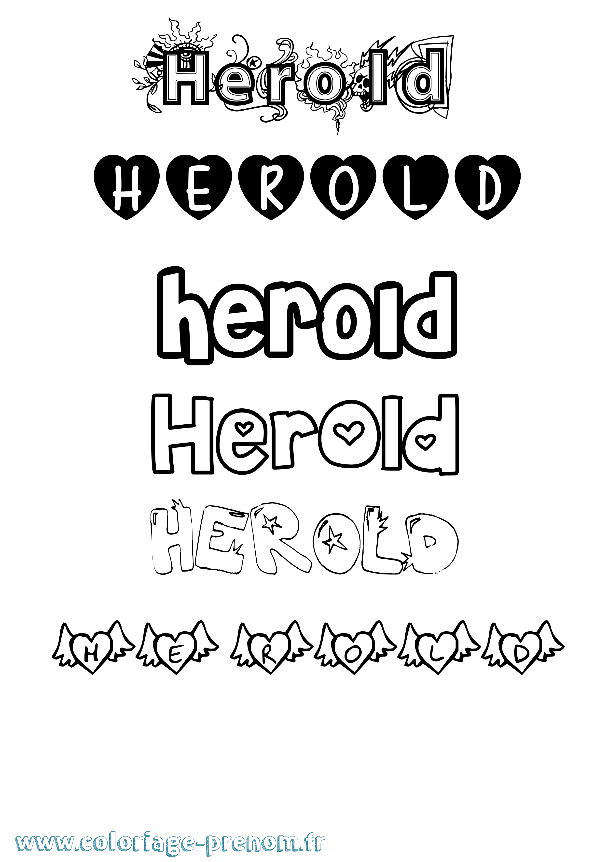 Coloriage prénom Herold Girly