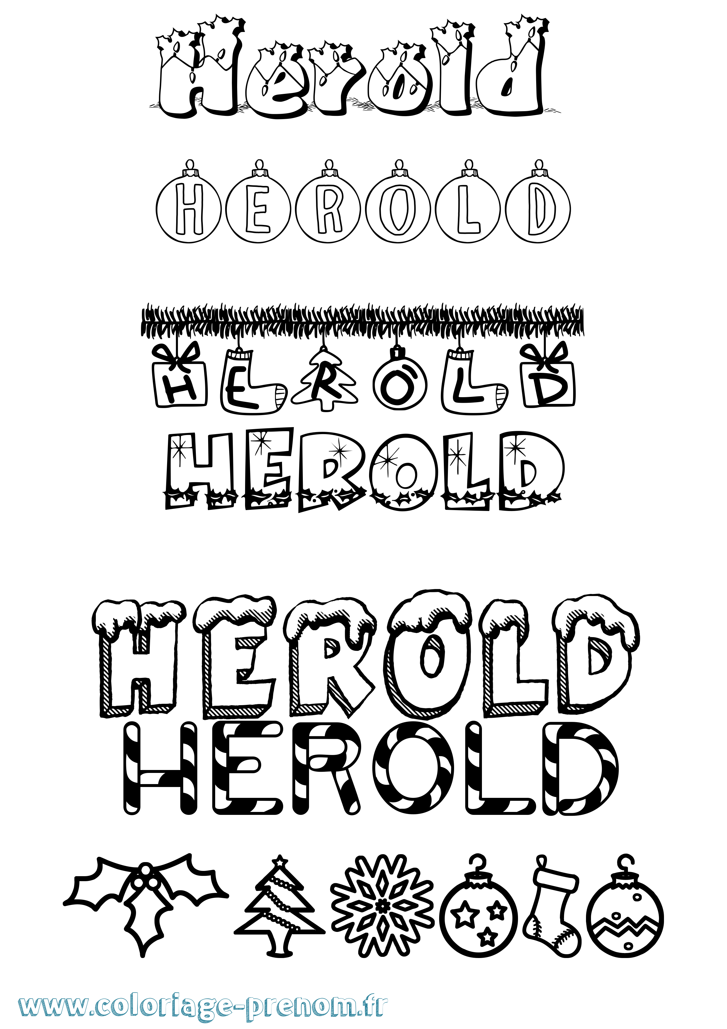 Coloriage prénom Herold Noël
