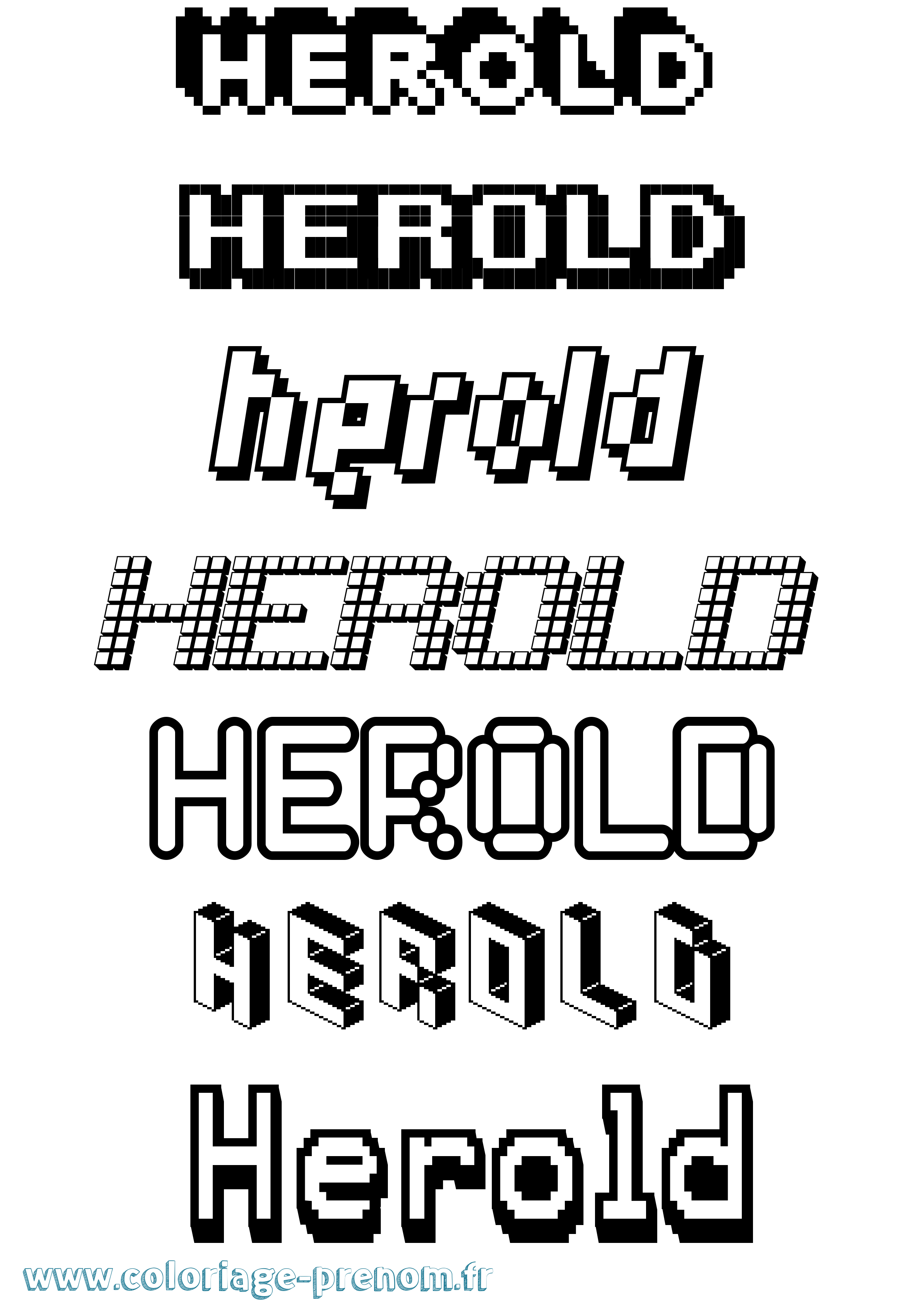 Coloriage prénom Herold Pixel