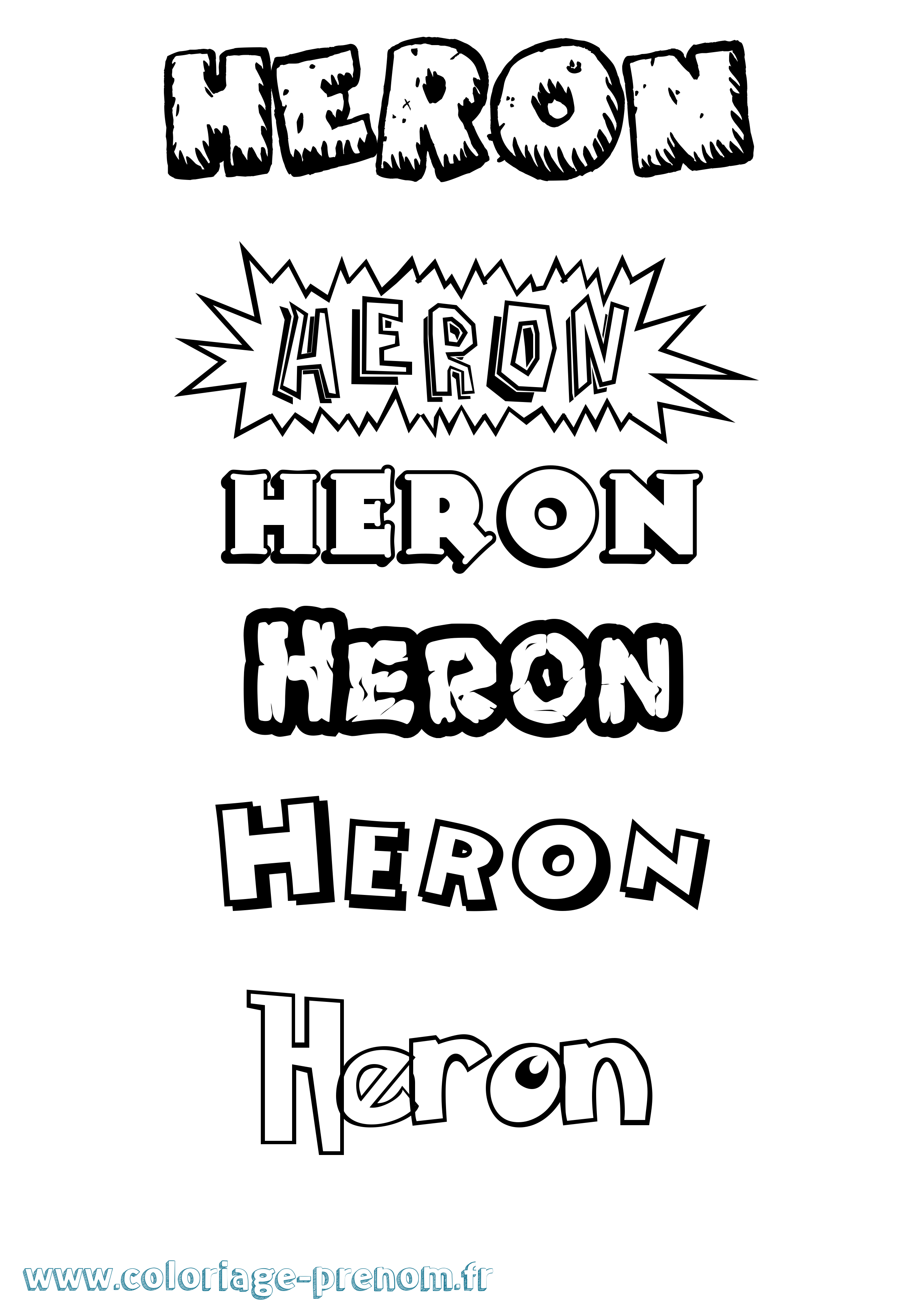 Coloriage prénom Heron Dessin Animé