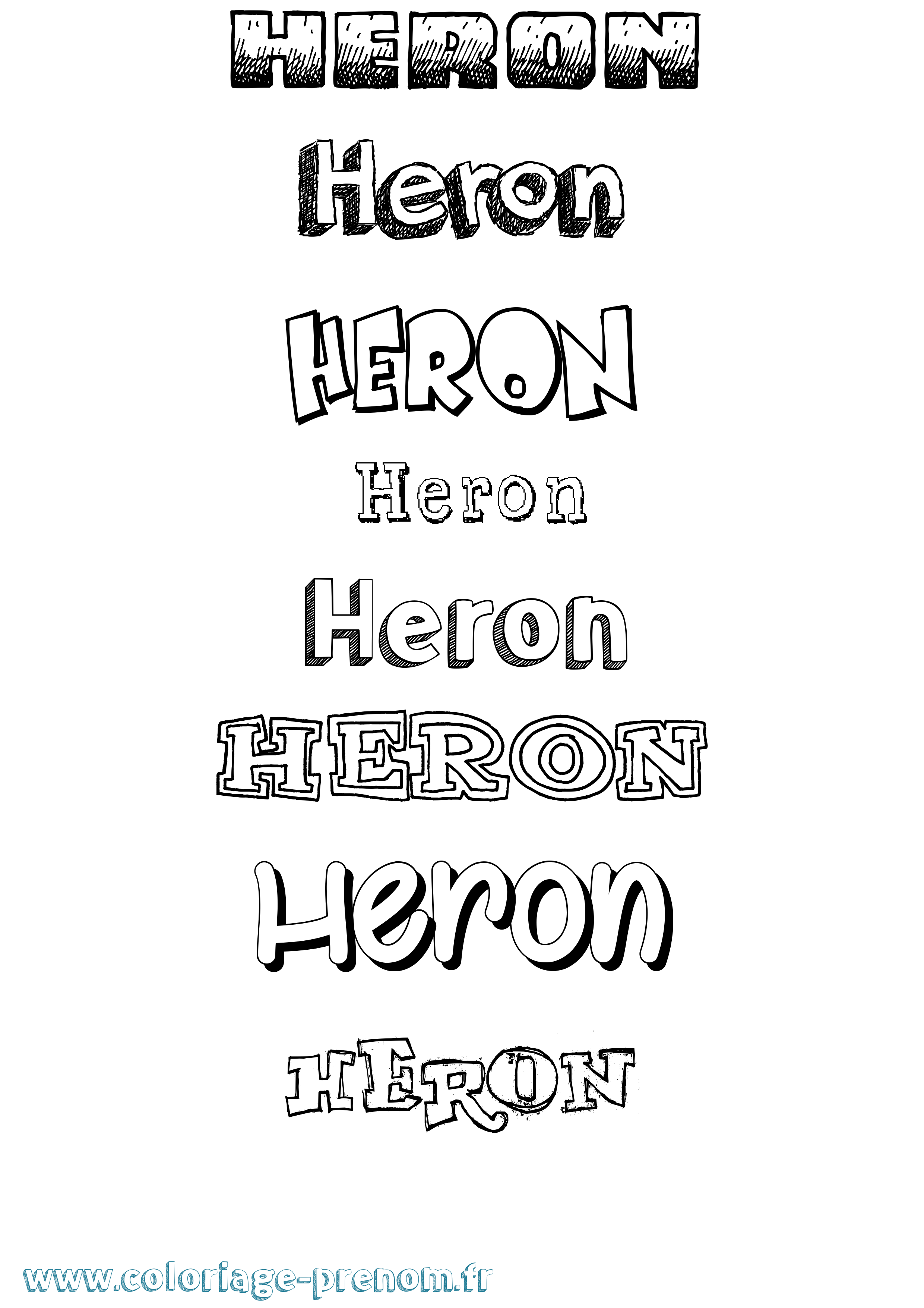 Coloriage prénom Heron Dessiné