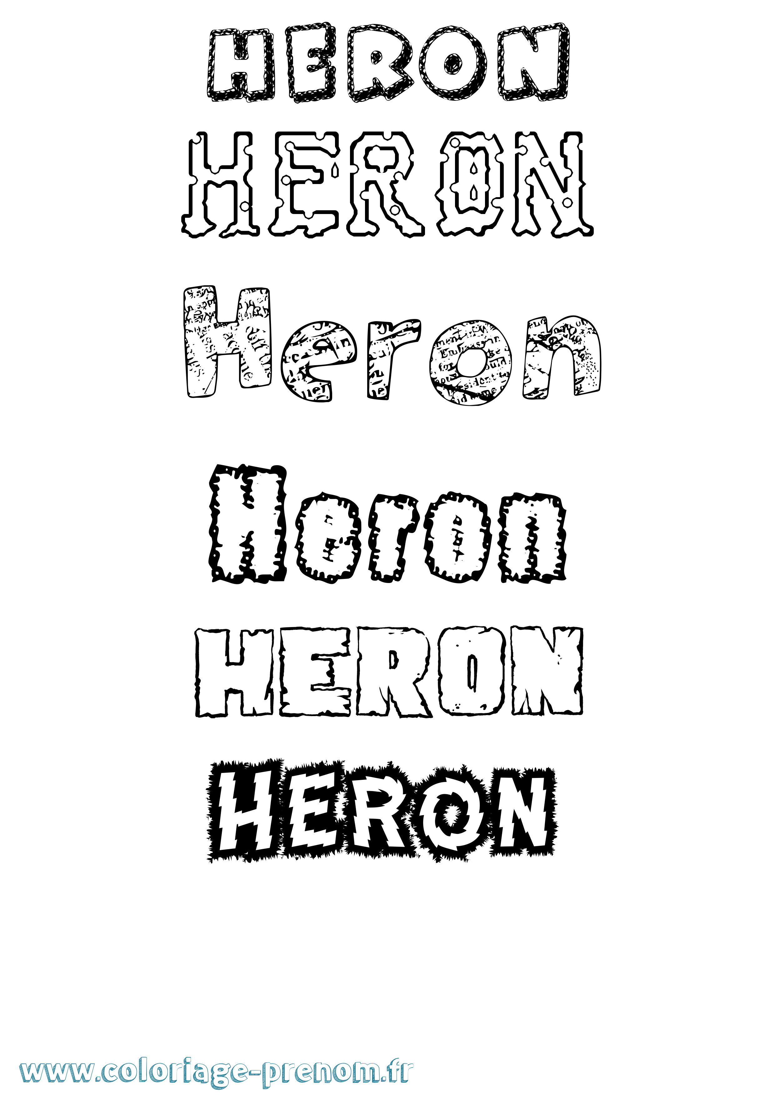Coloriage prénom Heron Destructuré
