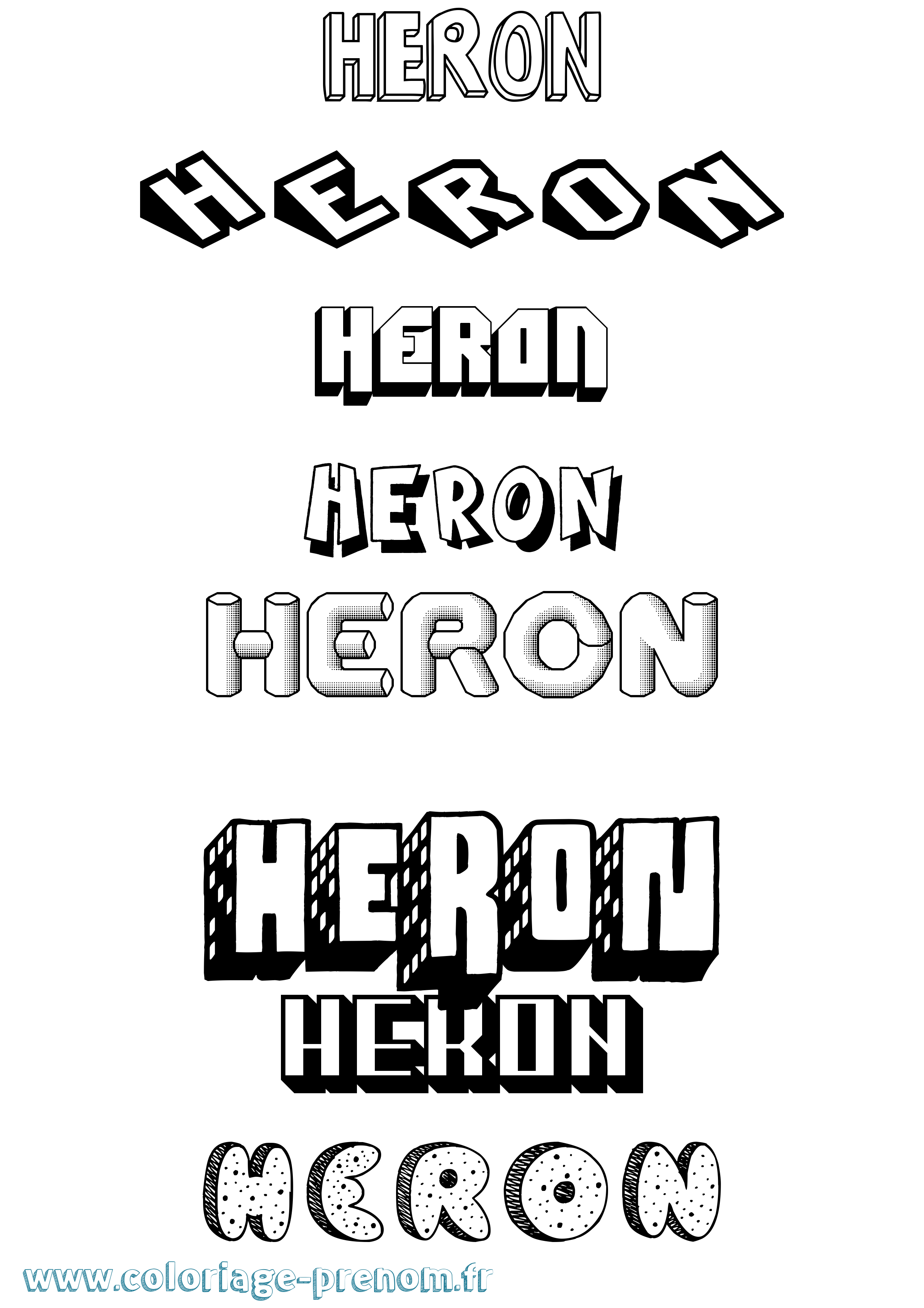 Coloriage prénom Heron Effet 3D