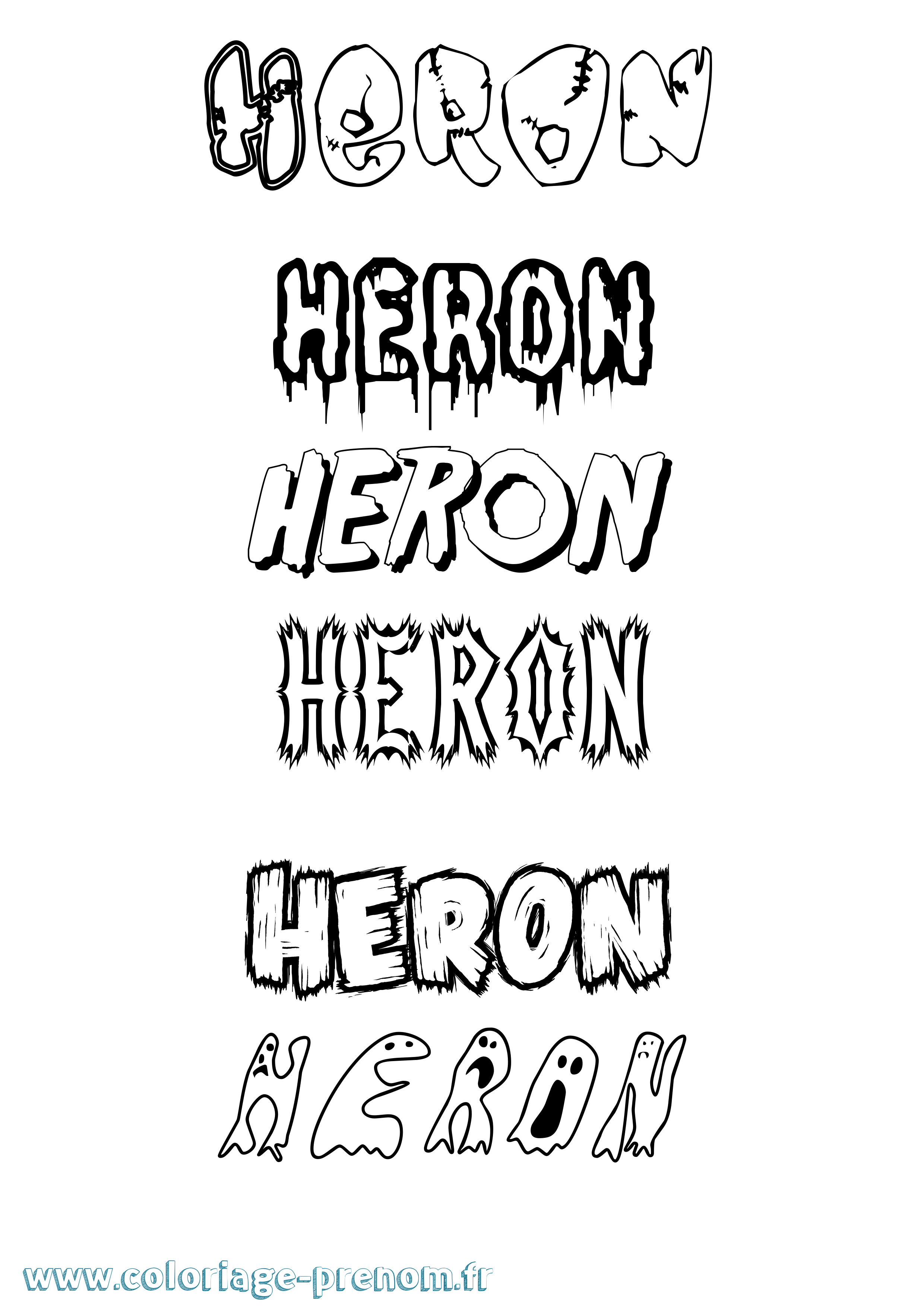 Coloriage prénom Heron Frisson