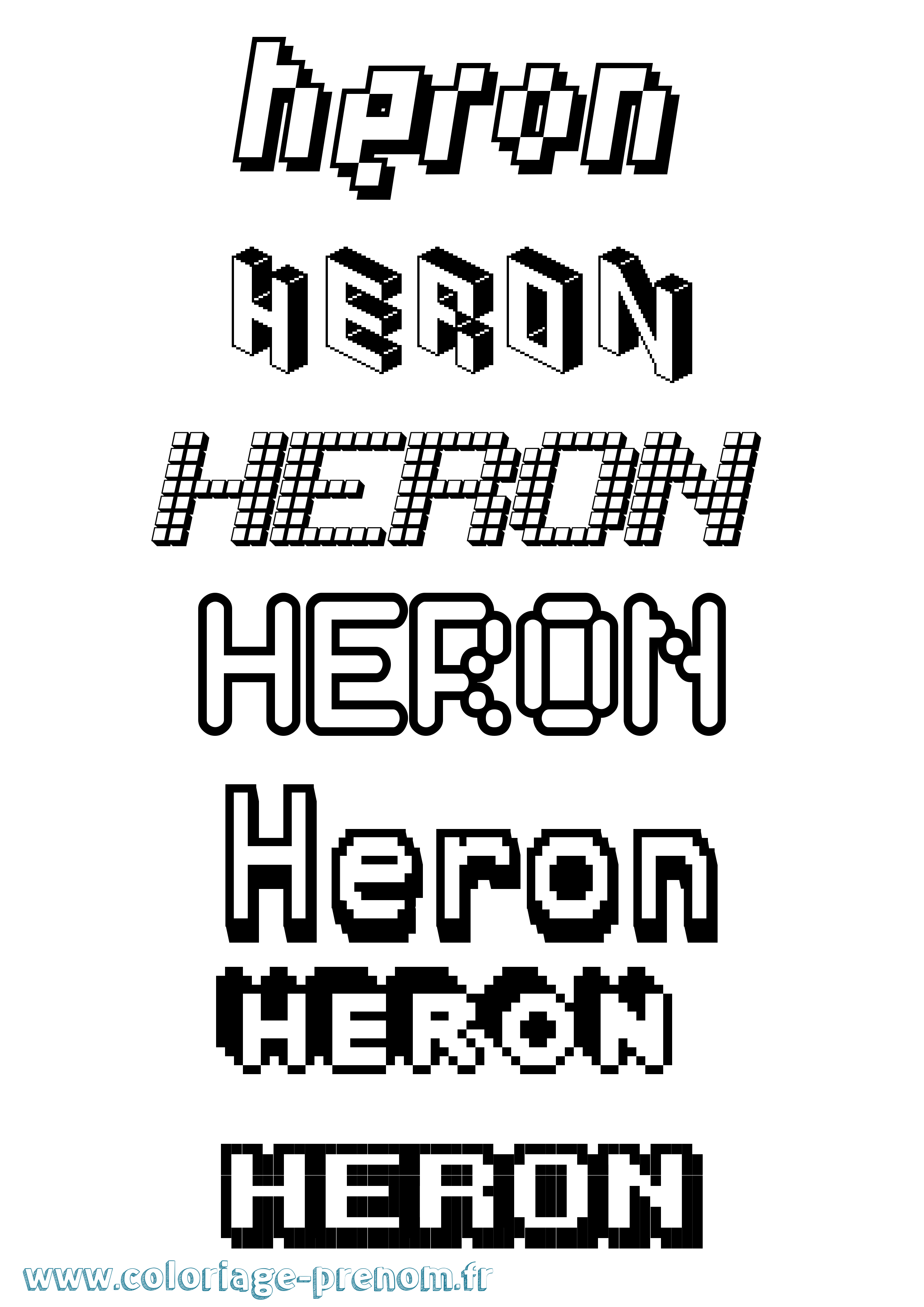 Coloriage prénom Heron Pixel