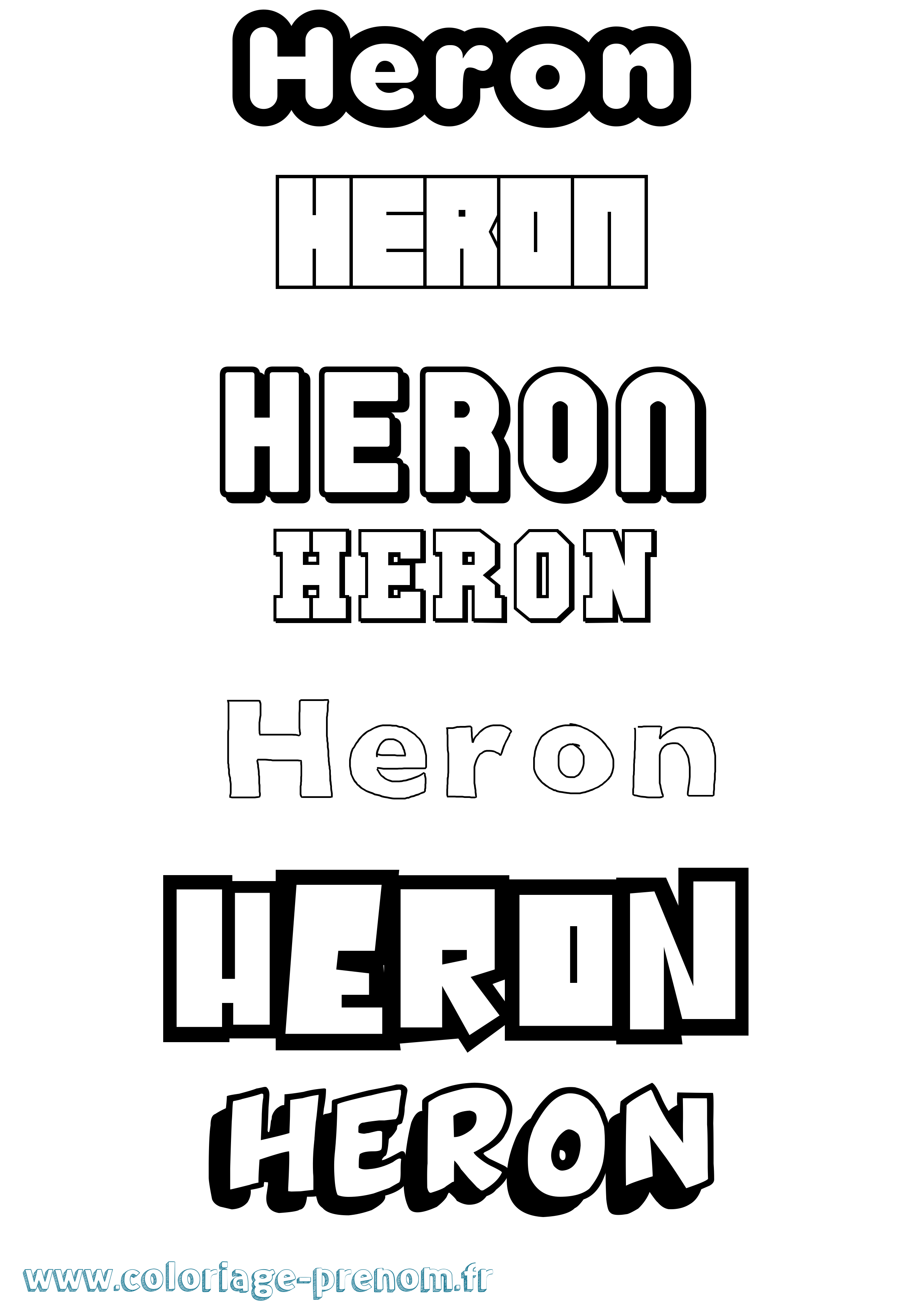 Coloriage prénom Heron Simple