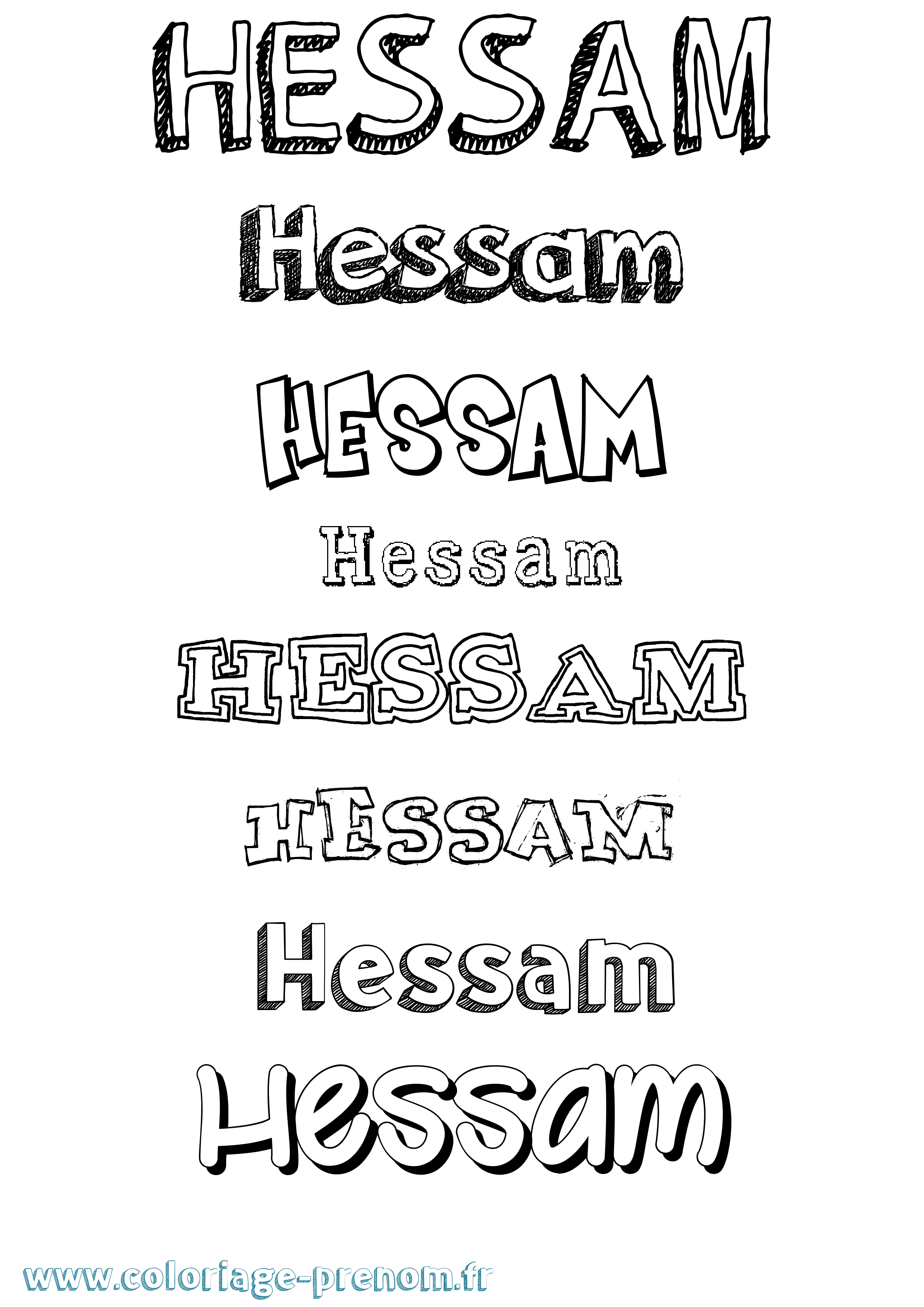 Coloriage Hessam Dessiné Coloriage prénom Hessam Dessiné