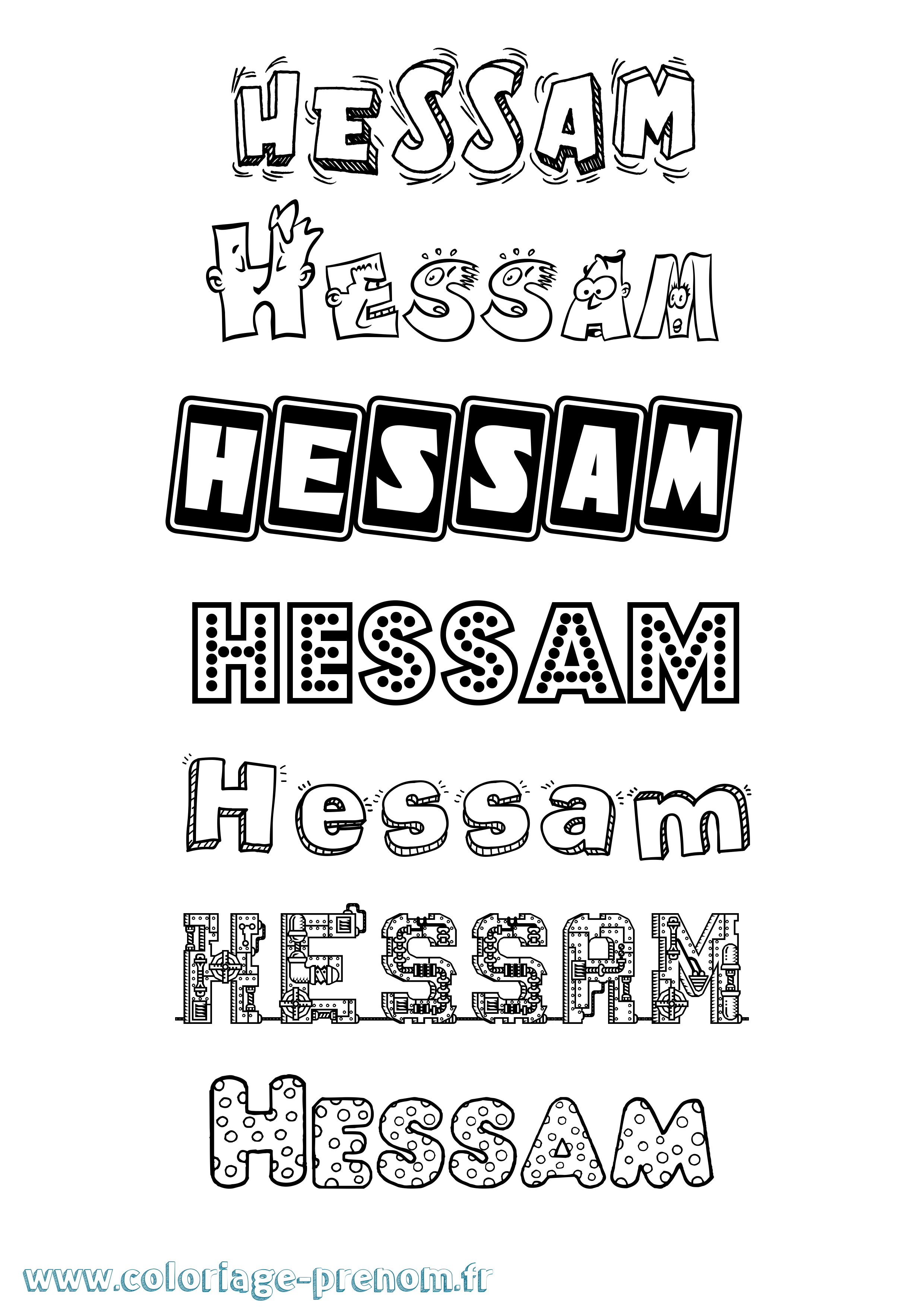 Coloriage Hessam Fun Coloriage prénom Hessam Fun