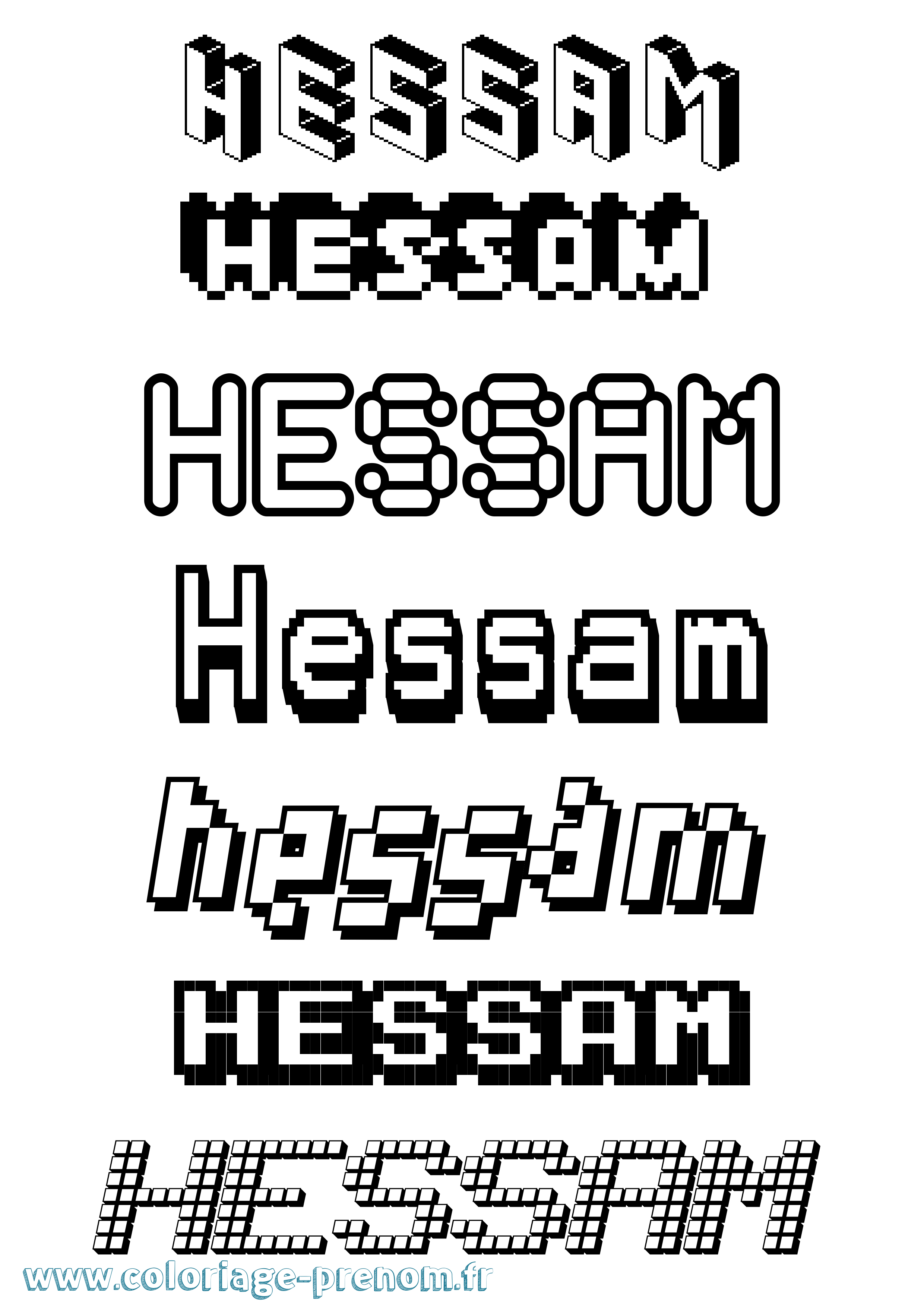 Coloriage Hessam Pixel Coloriage prénom Hessam Pixel