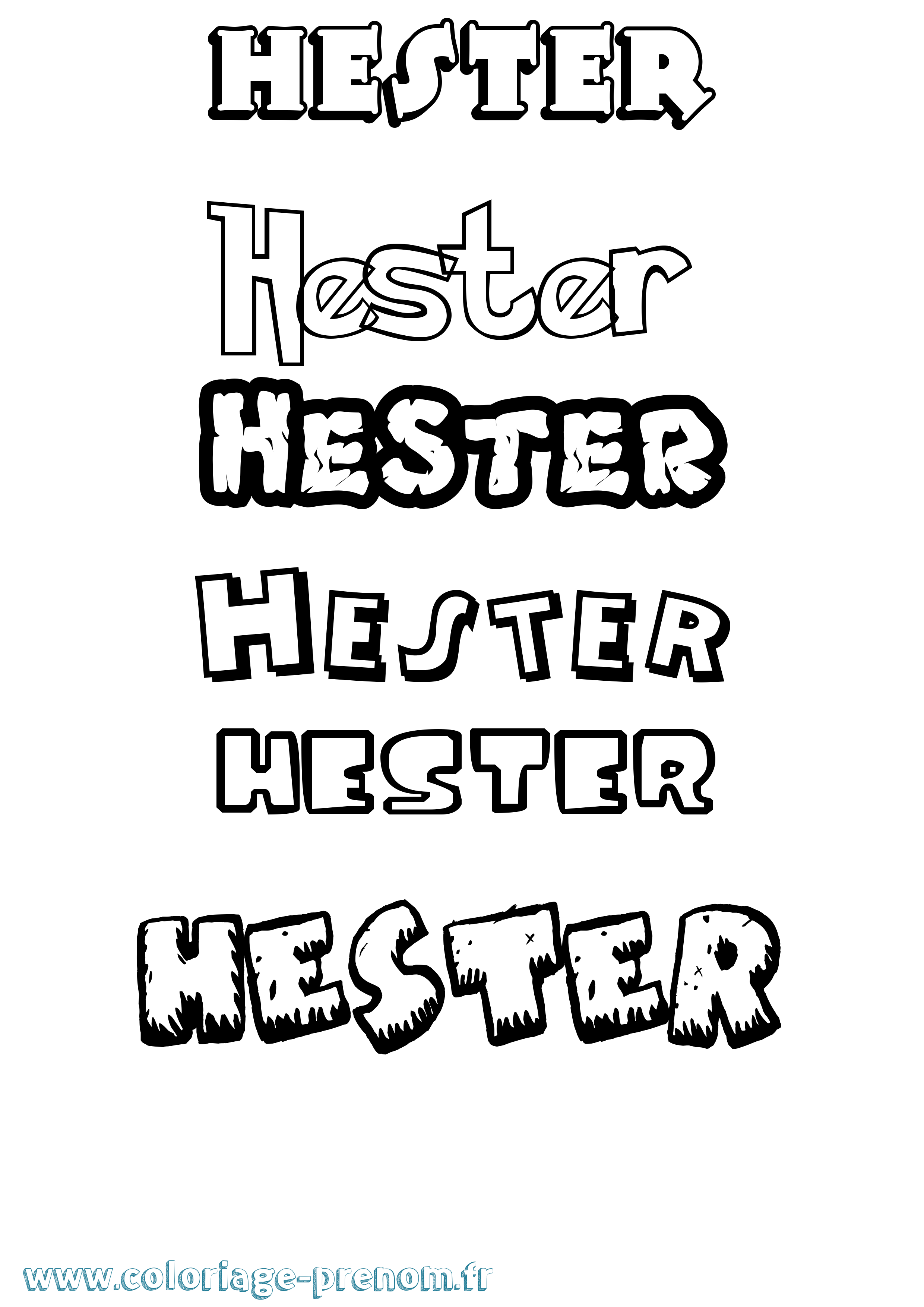 Coloriage prénom Hester Dessin Animé