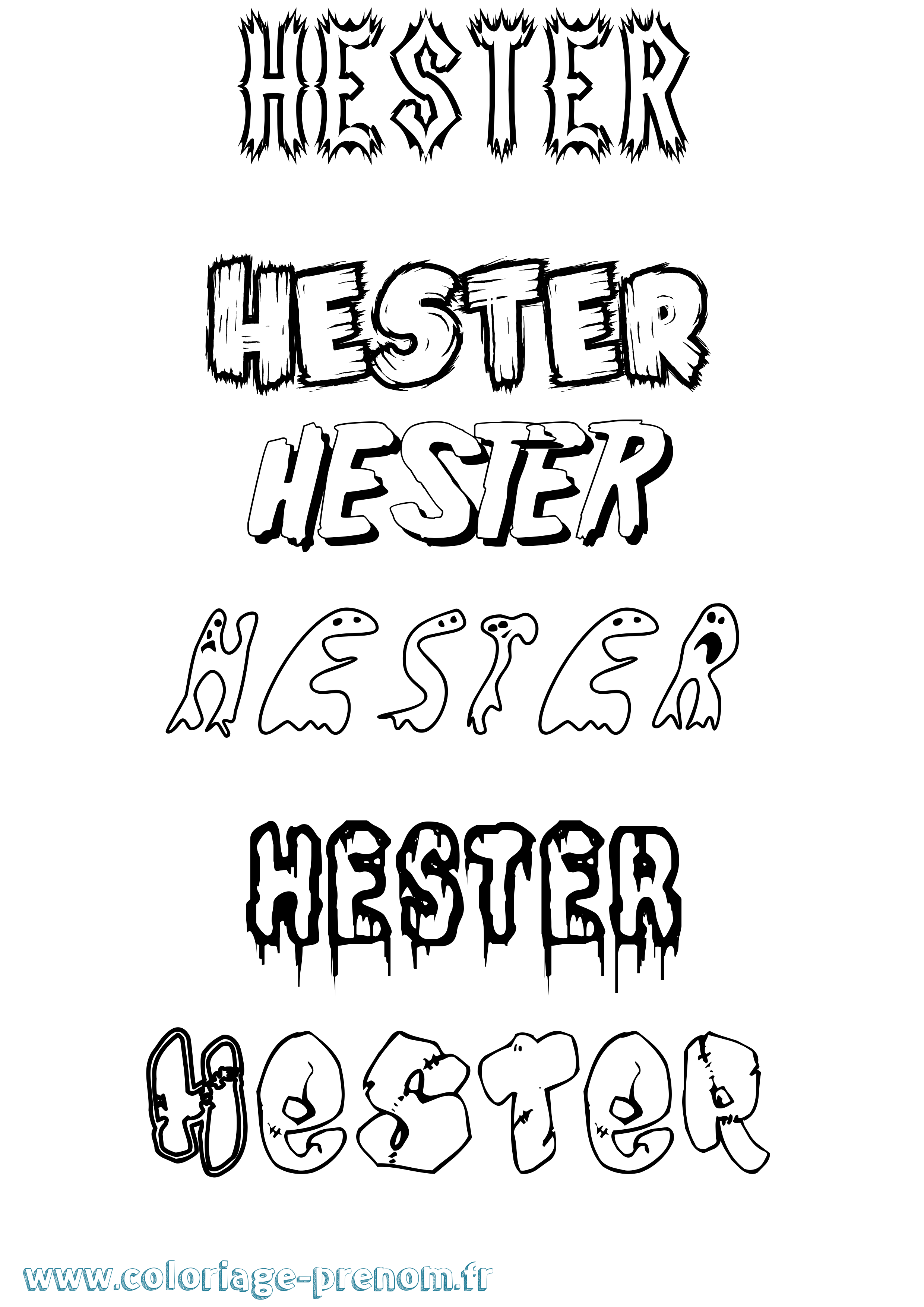 Coloriage prénom Hester Frisson
