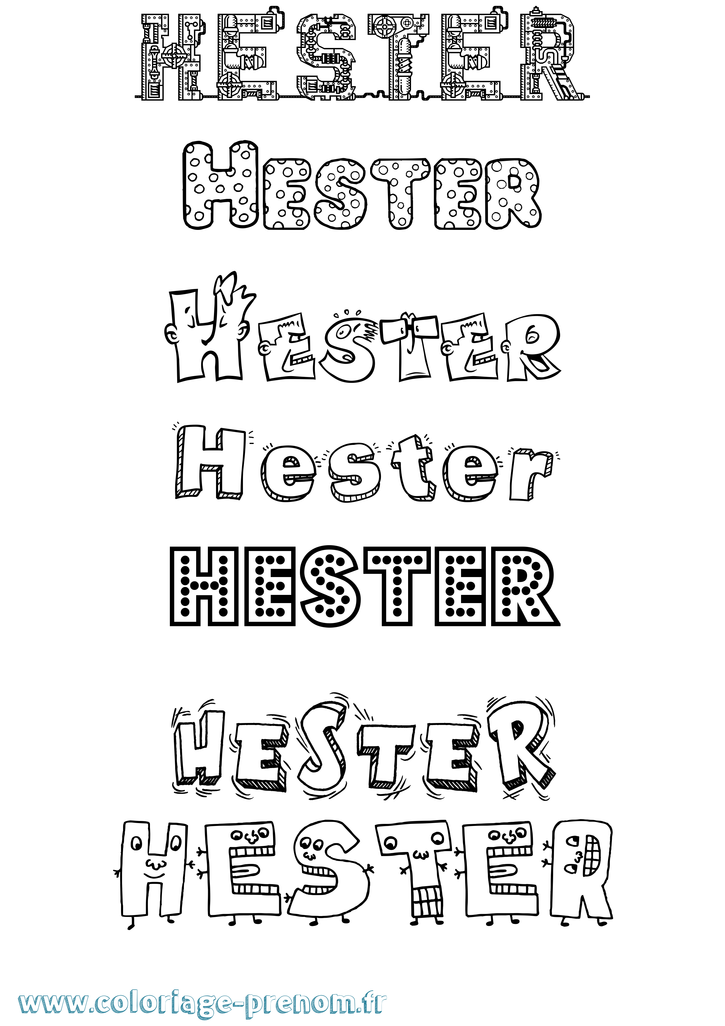 Coloriage prénom Hester Fun