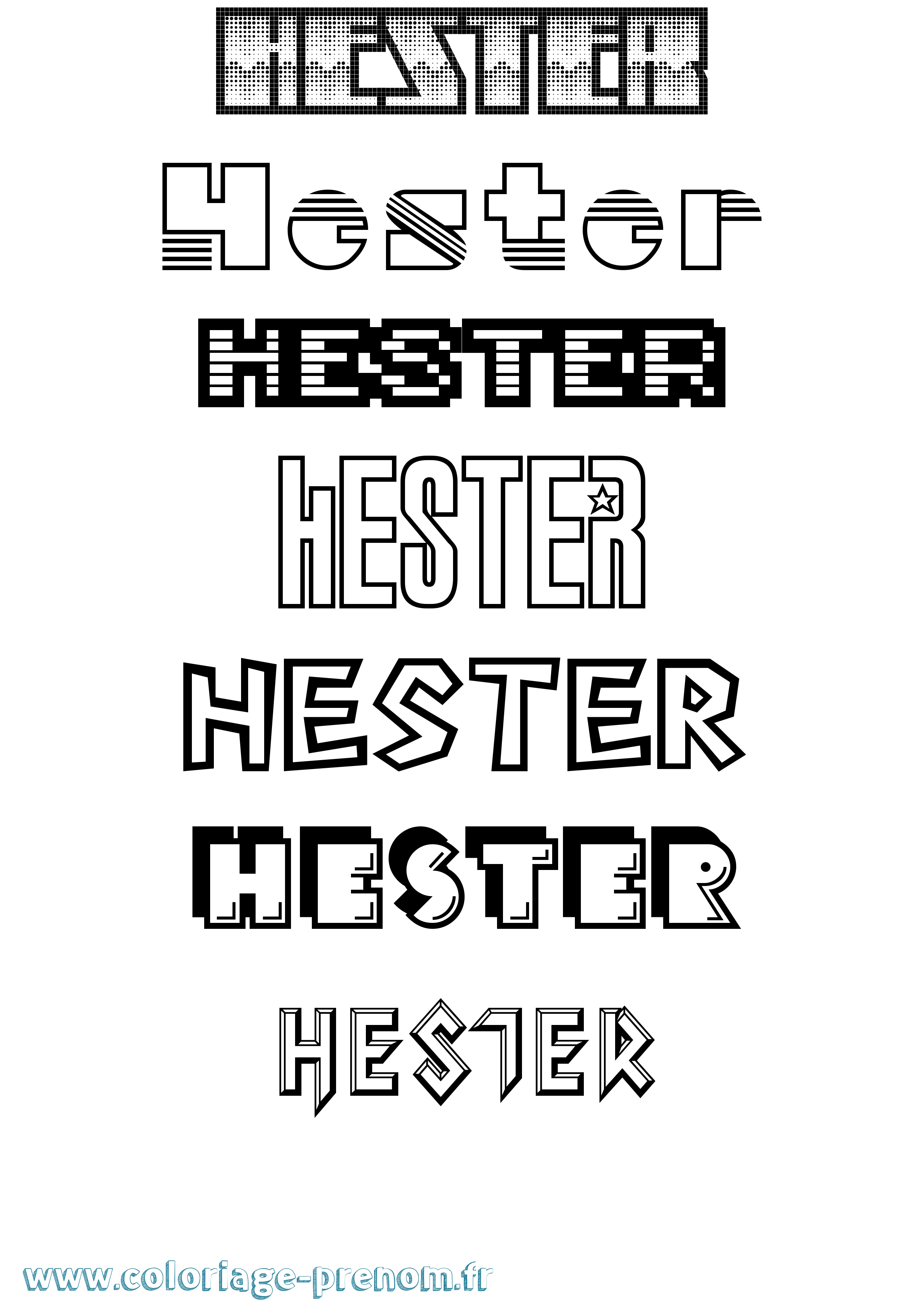 Coloriage prénom Hester Jeux Vidéos
