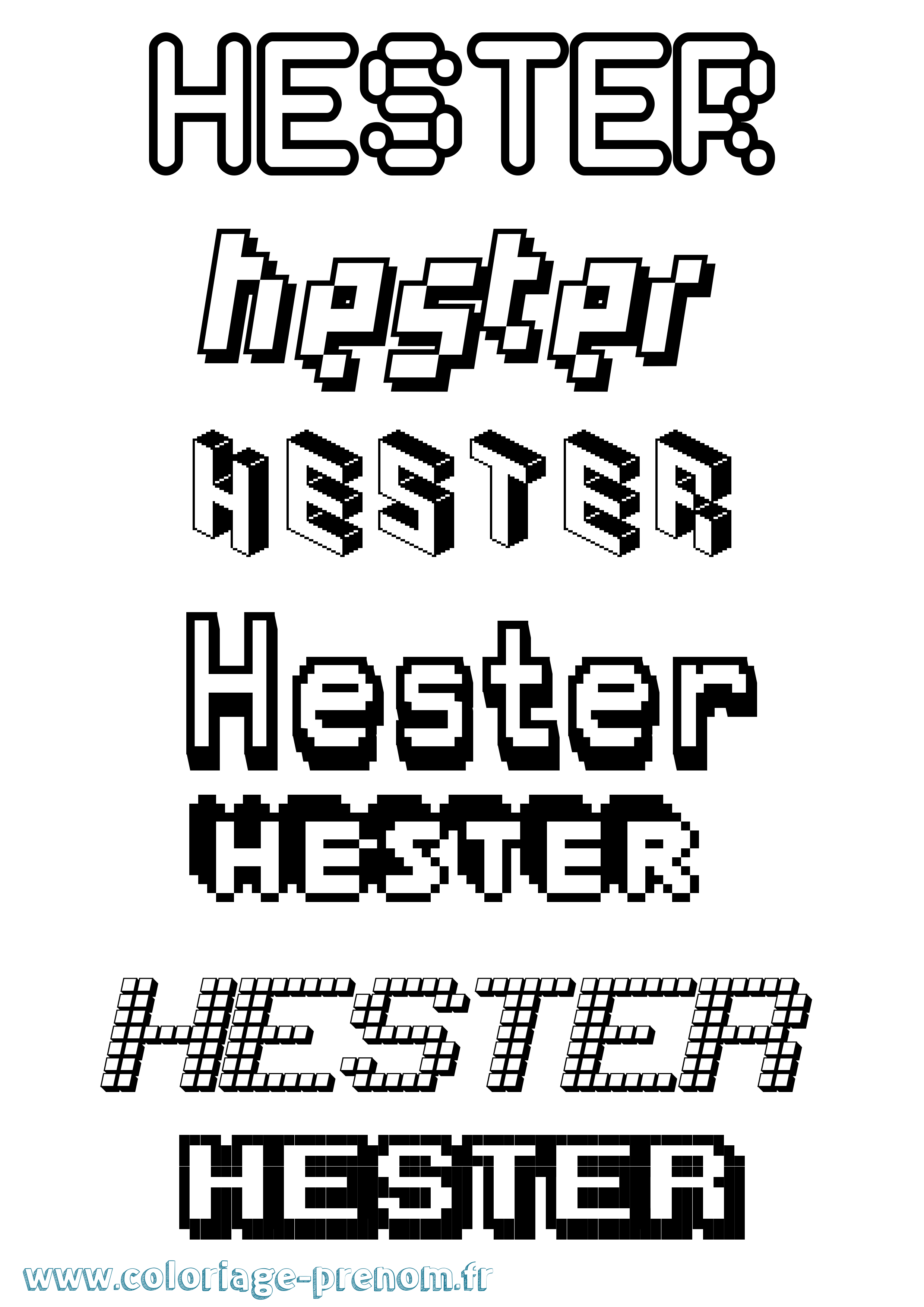 Coloriage prénom Hester Pixel