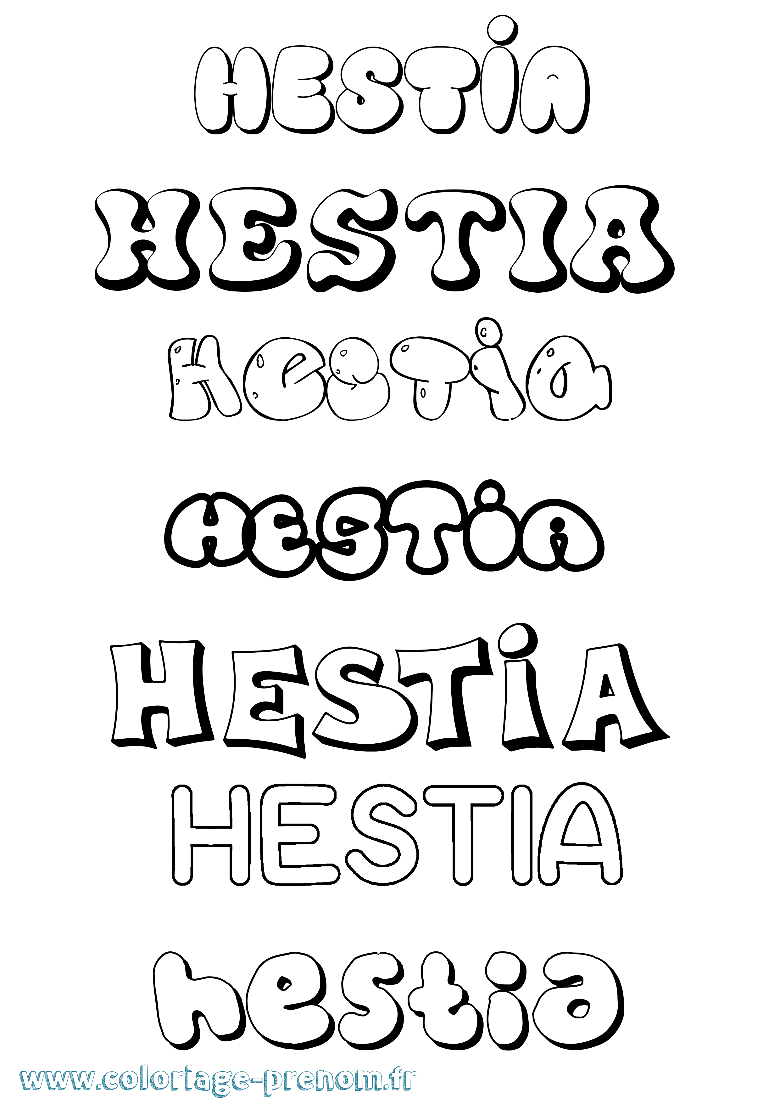 Coloriage Hestia Bubble Coloriage prénom Hestia Bubble