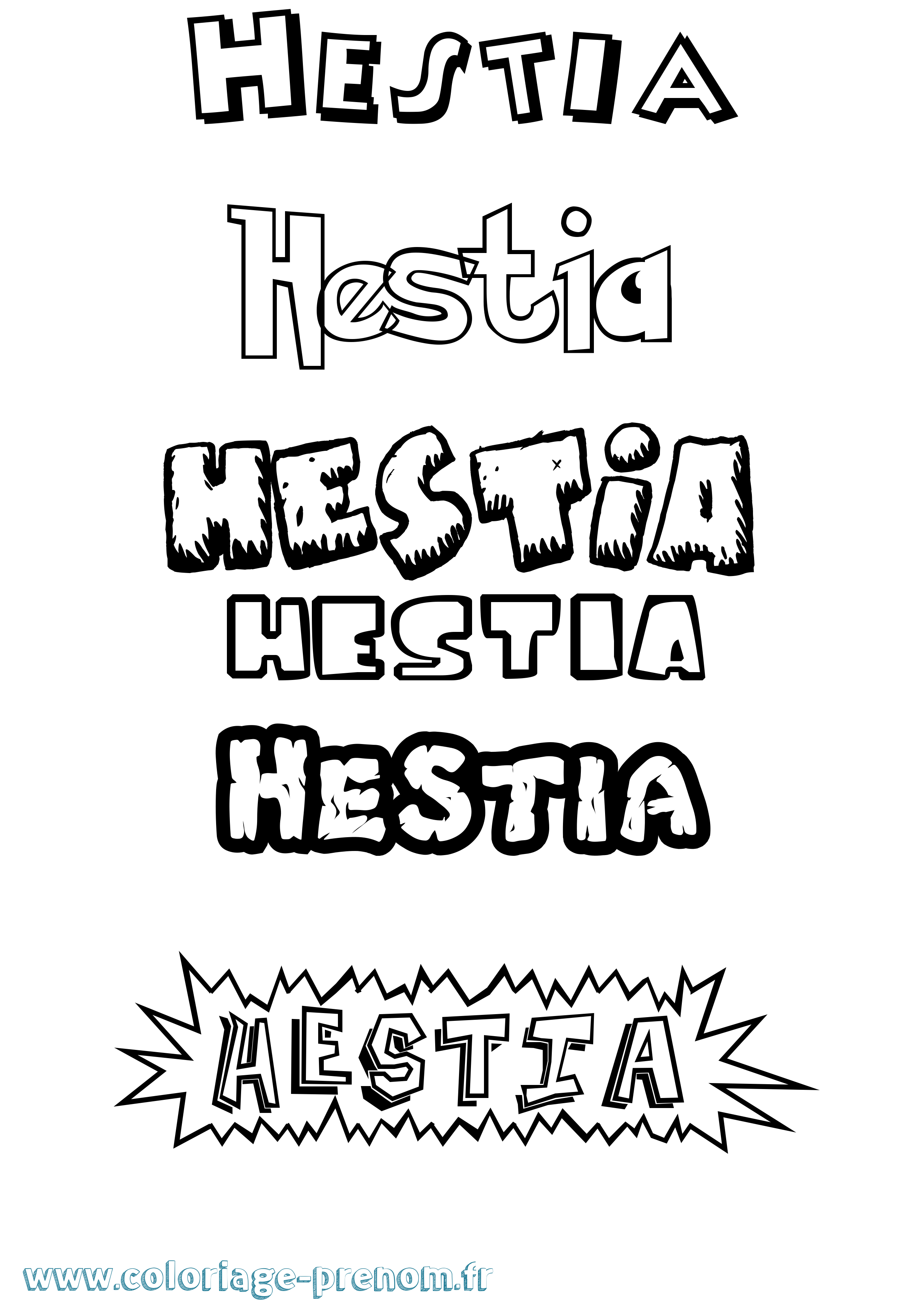 Coloriage prénom Hestia Dessin Animé