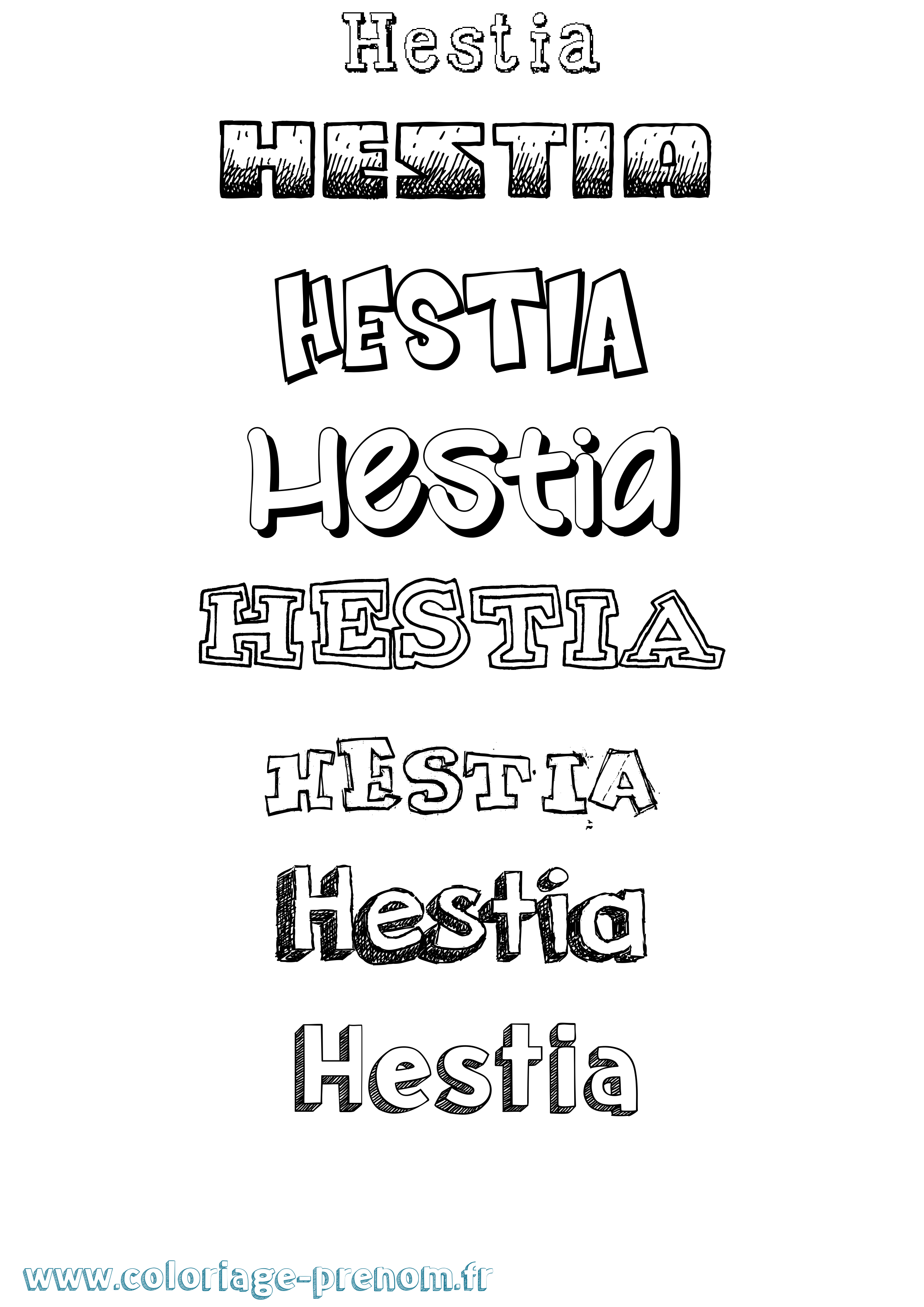 Coloriage prénom Hestia Dessiné