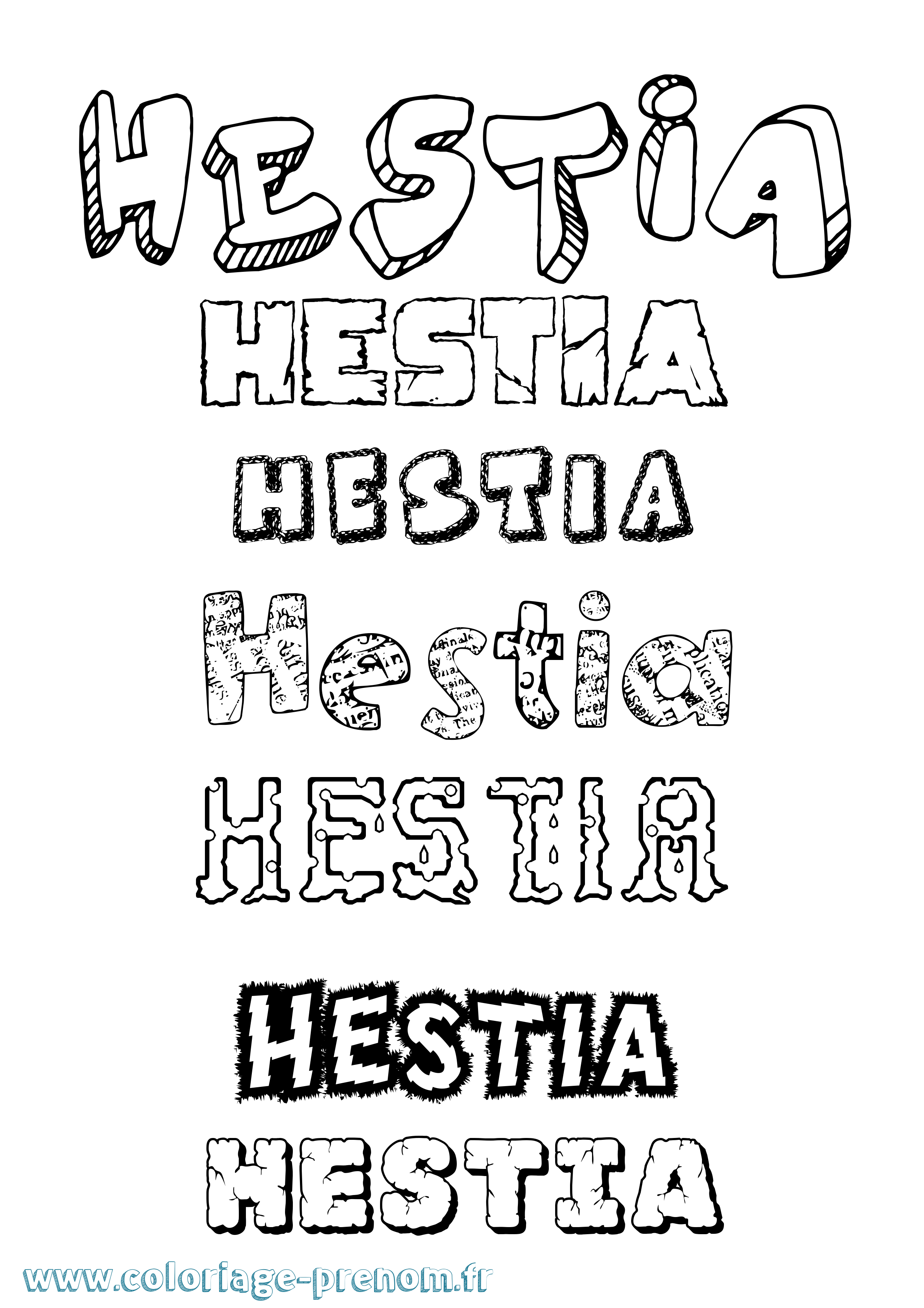 Coloriage Hestia Destructuré Coloriage prénom Hestia Destructuré