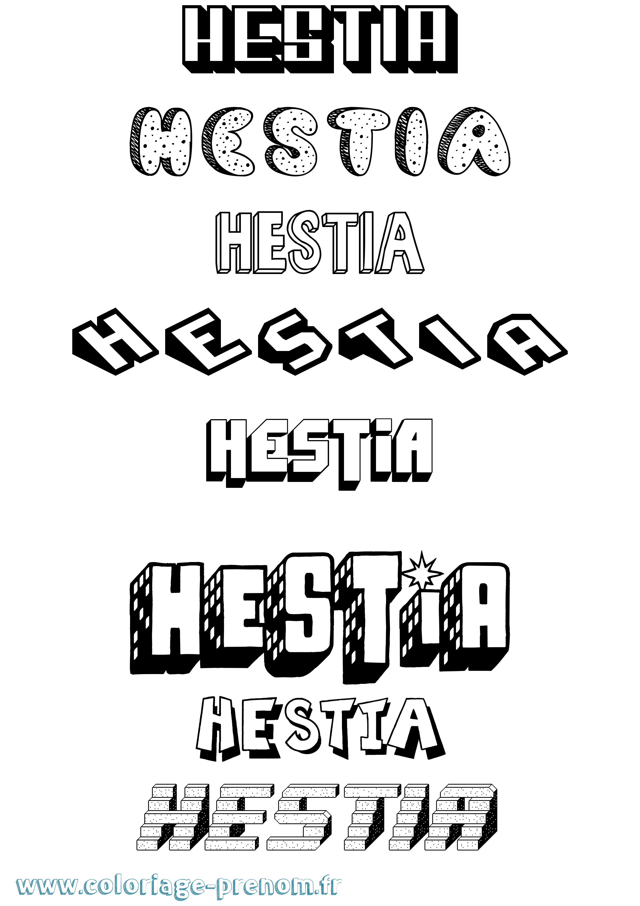Coloriage prénom Hestia Effet 3D